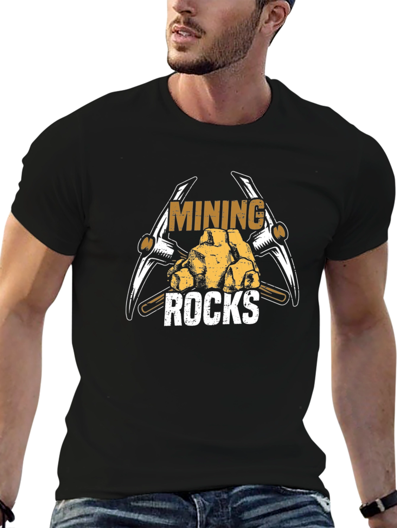 Mining Rocks Graphic T-Shirt - Black