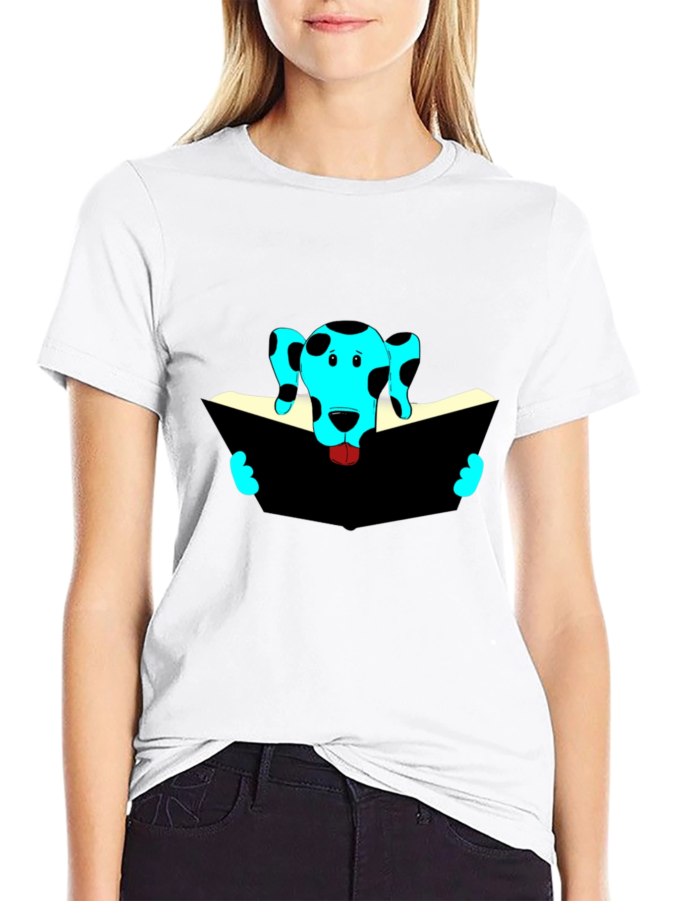 Dog Reading Black T-Shirt