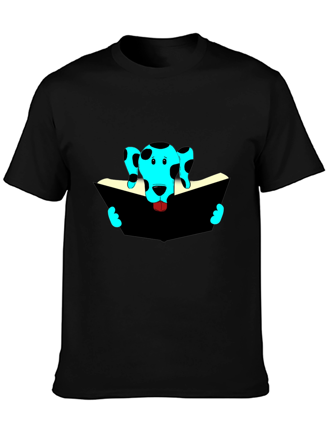 Dog Reading Black T-Shirt
