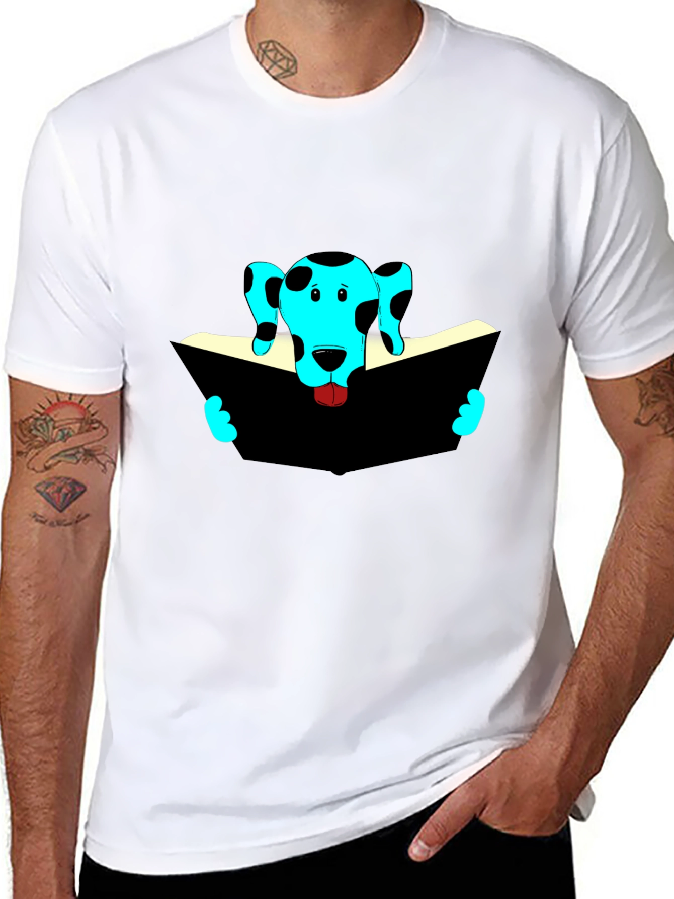Dog Reading Black T-Shirt