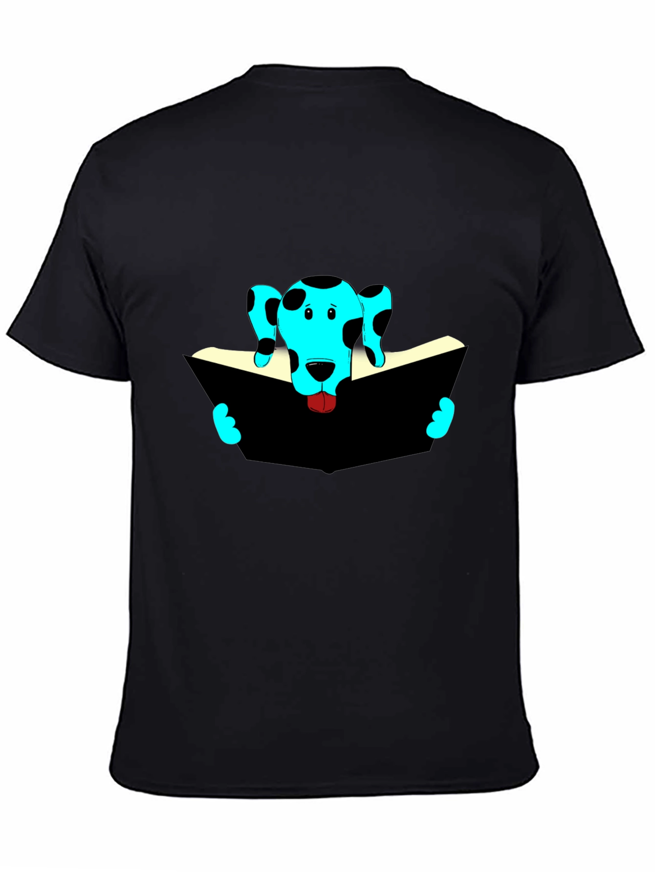 Dog Reading Black T-Shirt