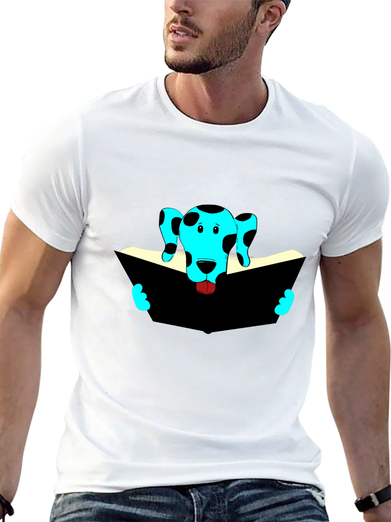 Dog Reading Black T-Shirt