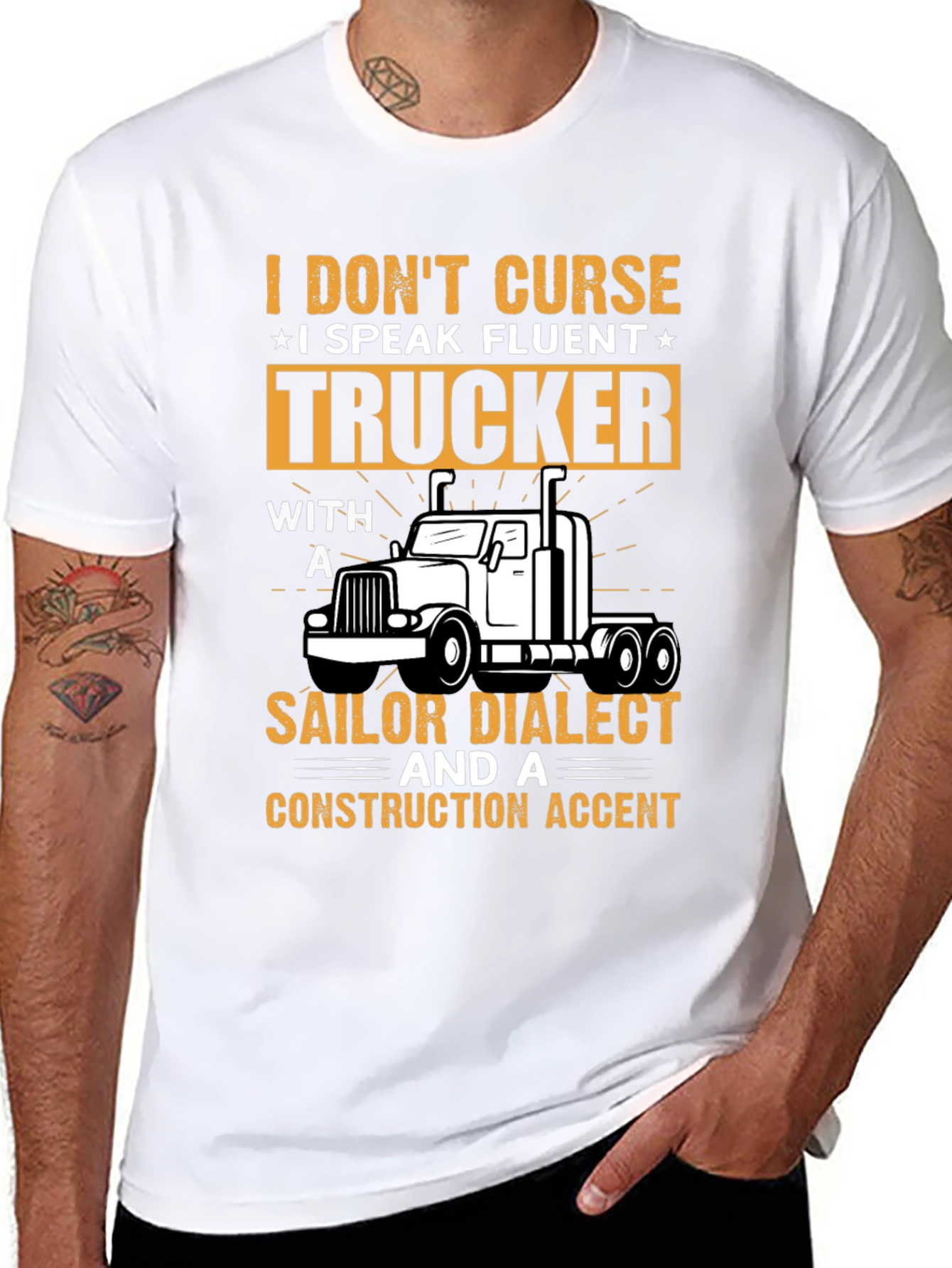 Fluent Trucker T-Shirt - Sailor & Construction Accent