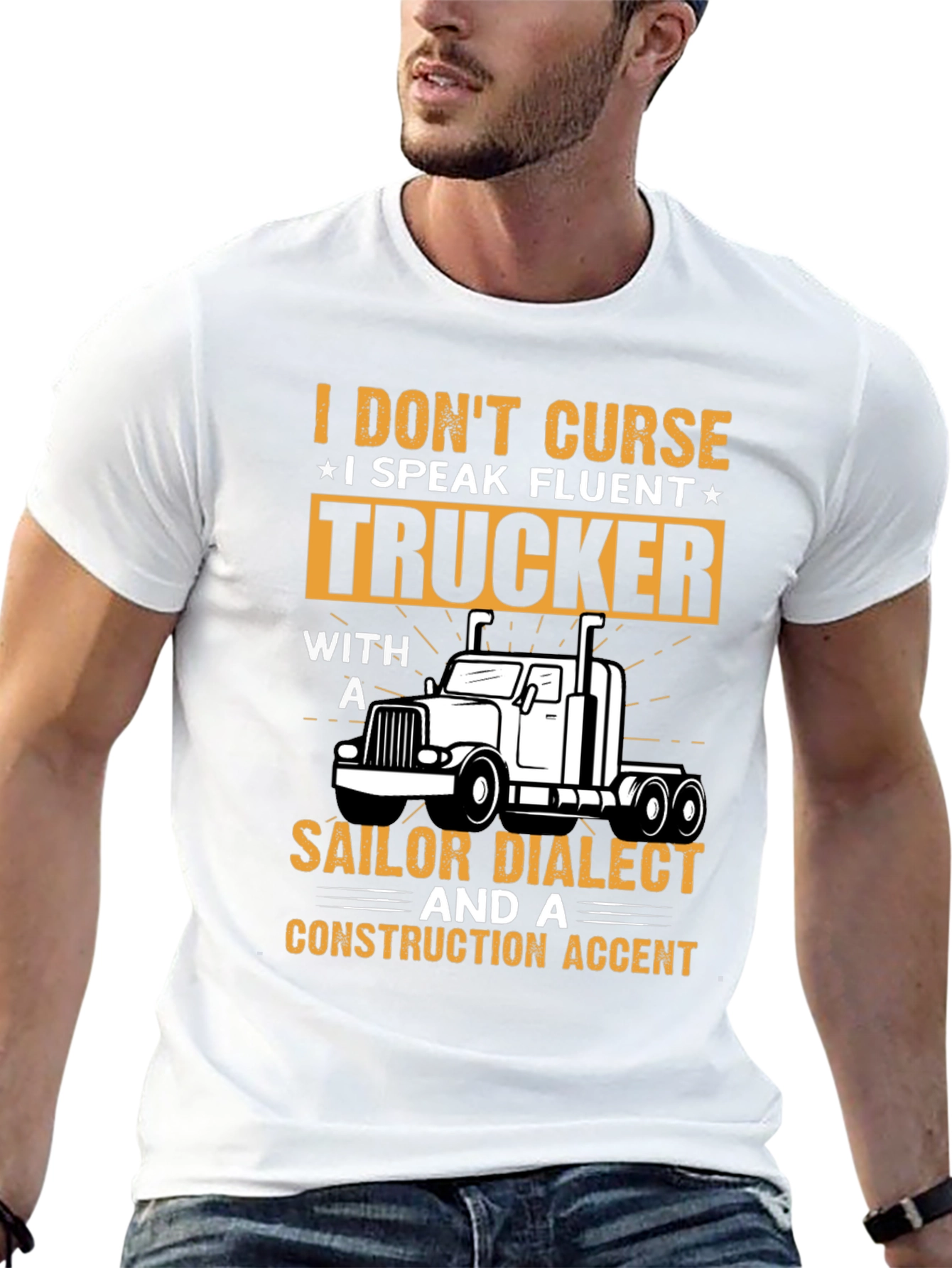 Fluent Trucker T-Shirt - Sailor & Construction Accent
