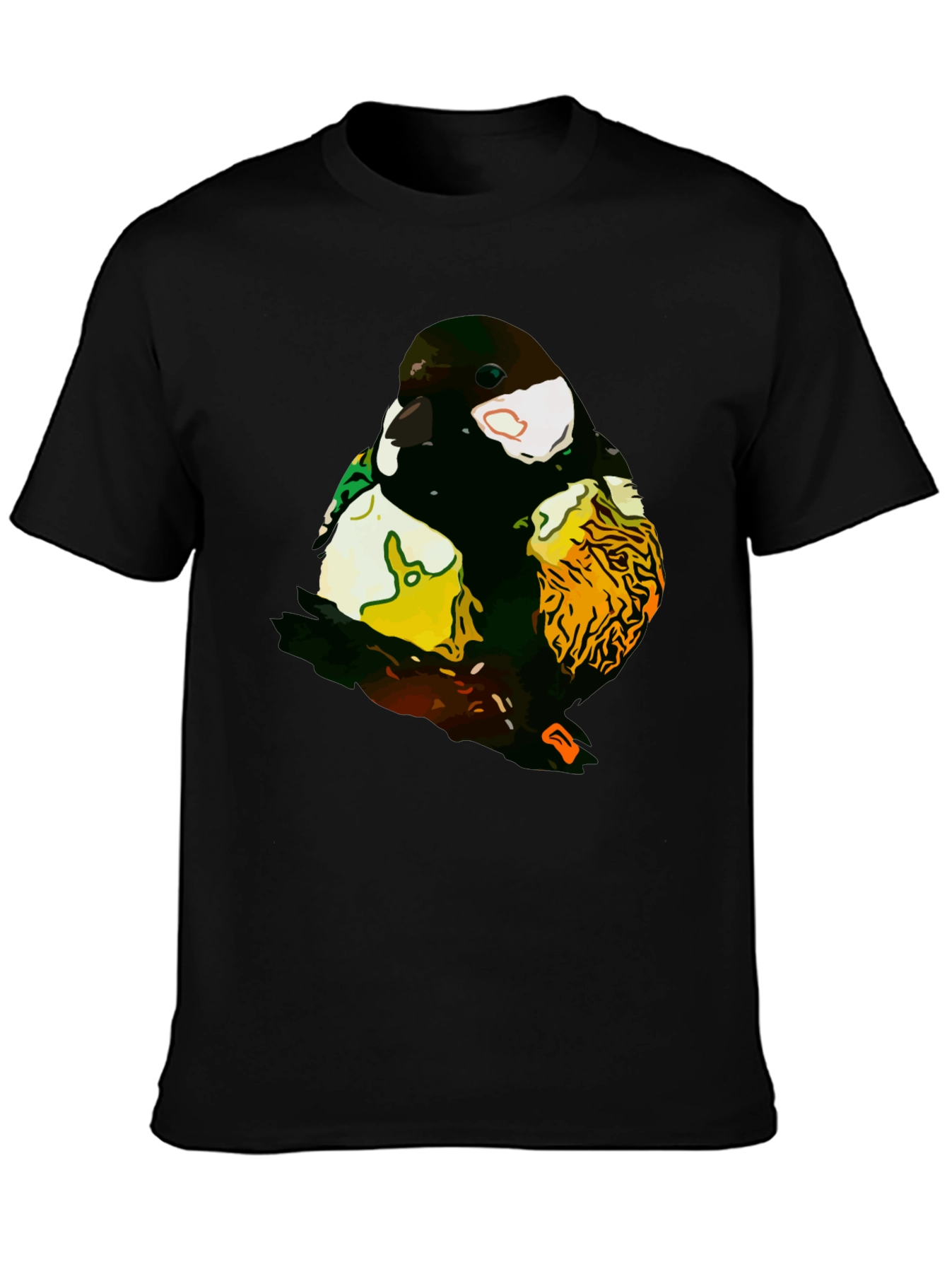 Abstract Bird Graphic T-Shirt - Black Cotton Tee