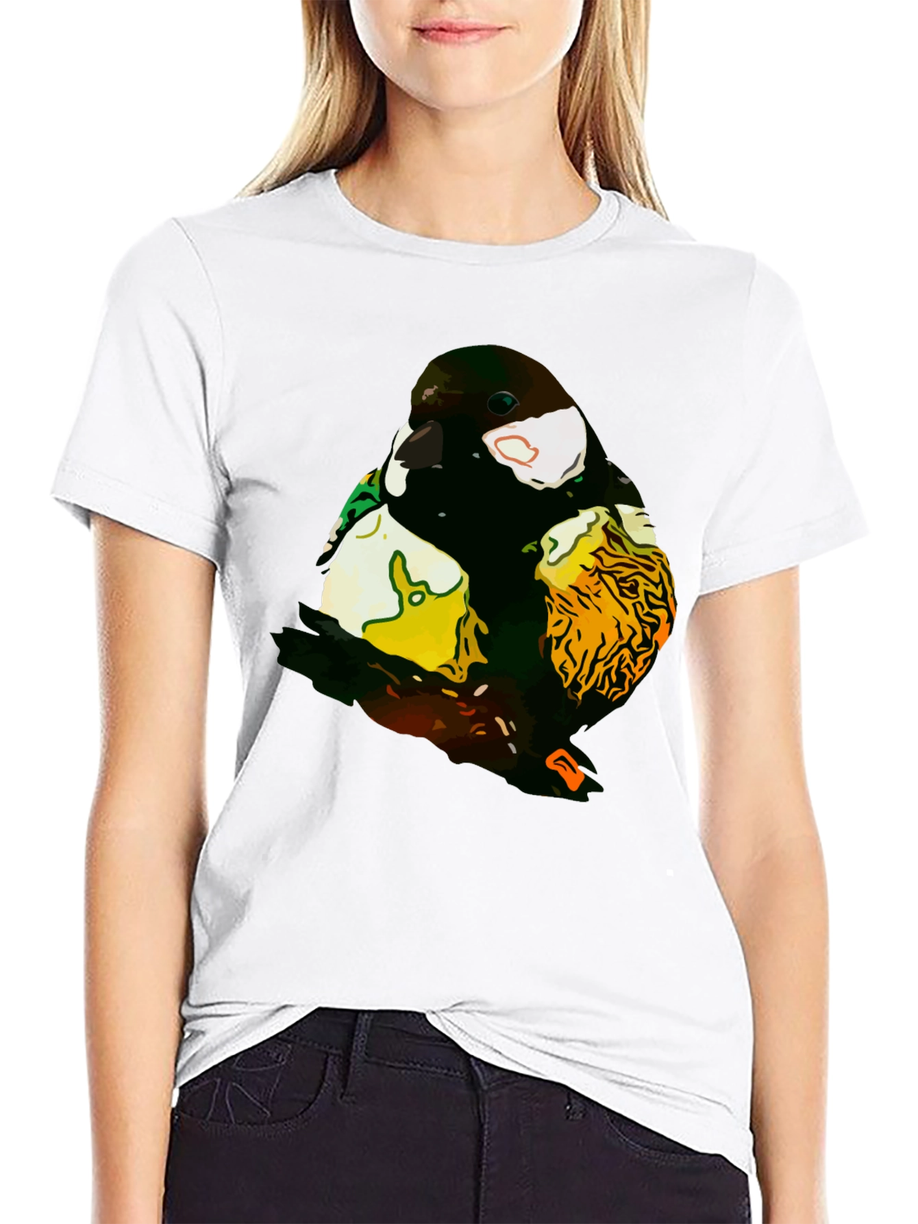 Abstract Bird Graphic T-Shirt - Black Cotton Tee