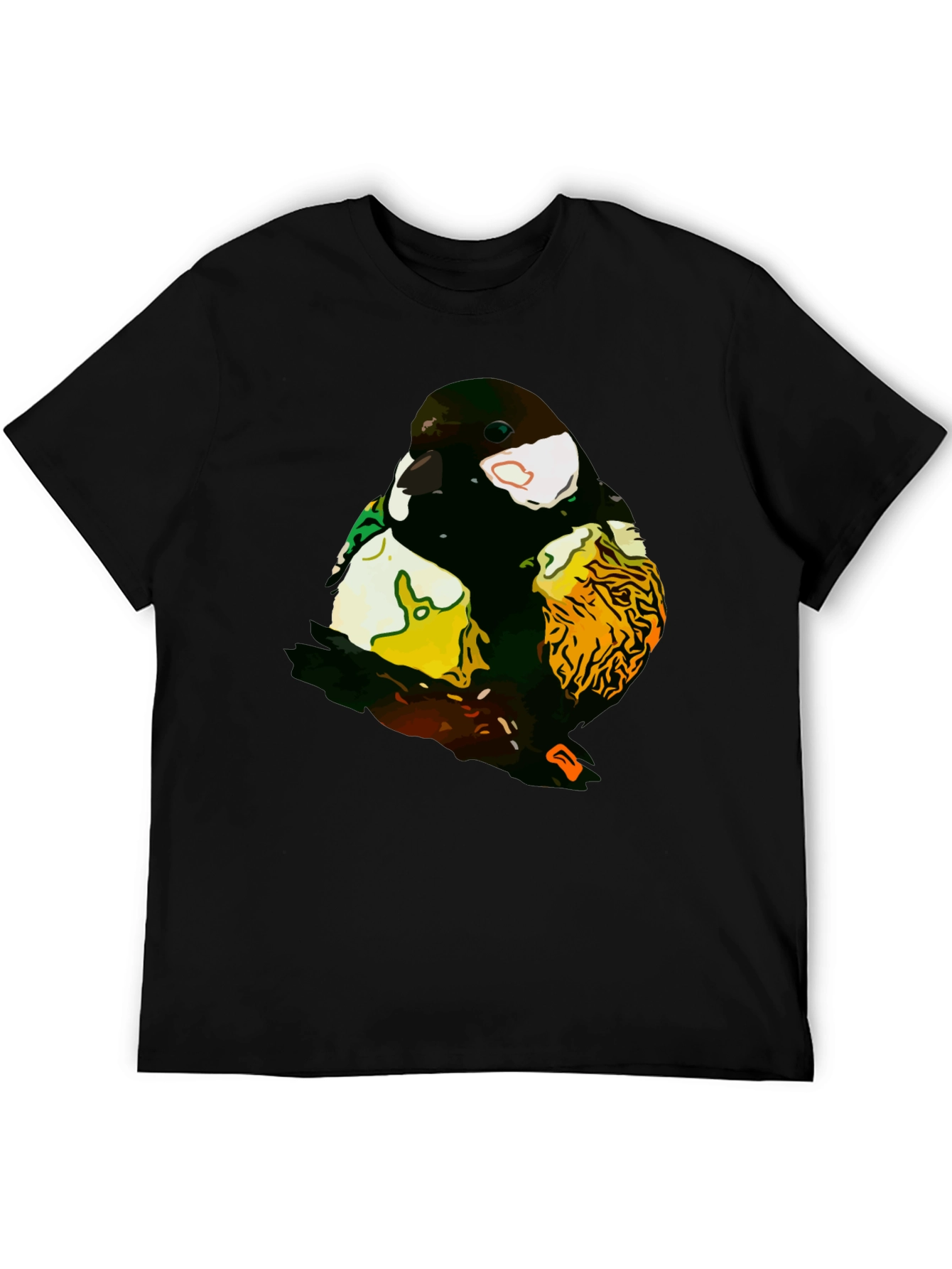 Abstract Bird Graphic T-Shirt - Black Cotton Tee