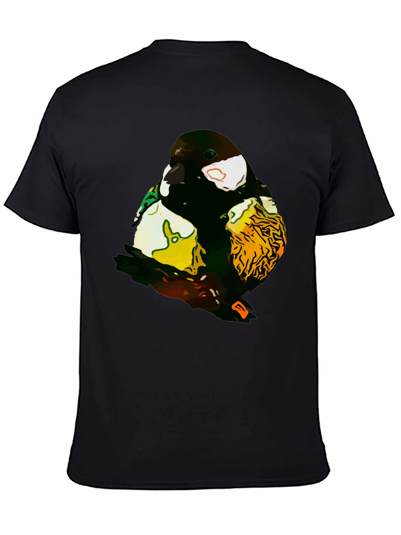 Abstract Bird Graphic T-Shirt - Black Cotton Tee