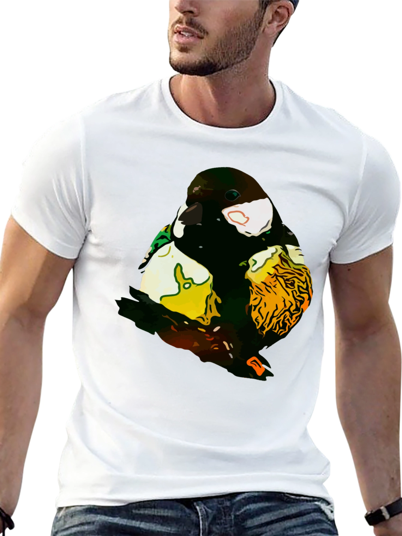 Abstract Bird Graphic T-Shirt - Black Cotton Tee