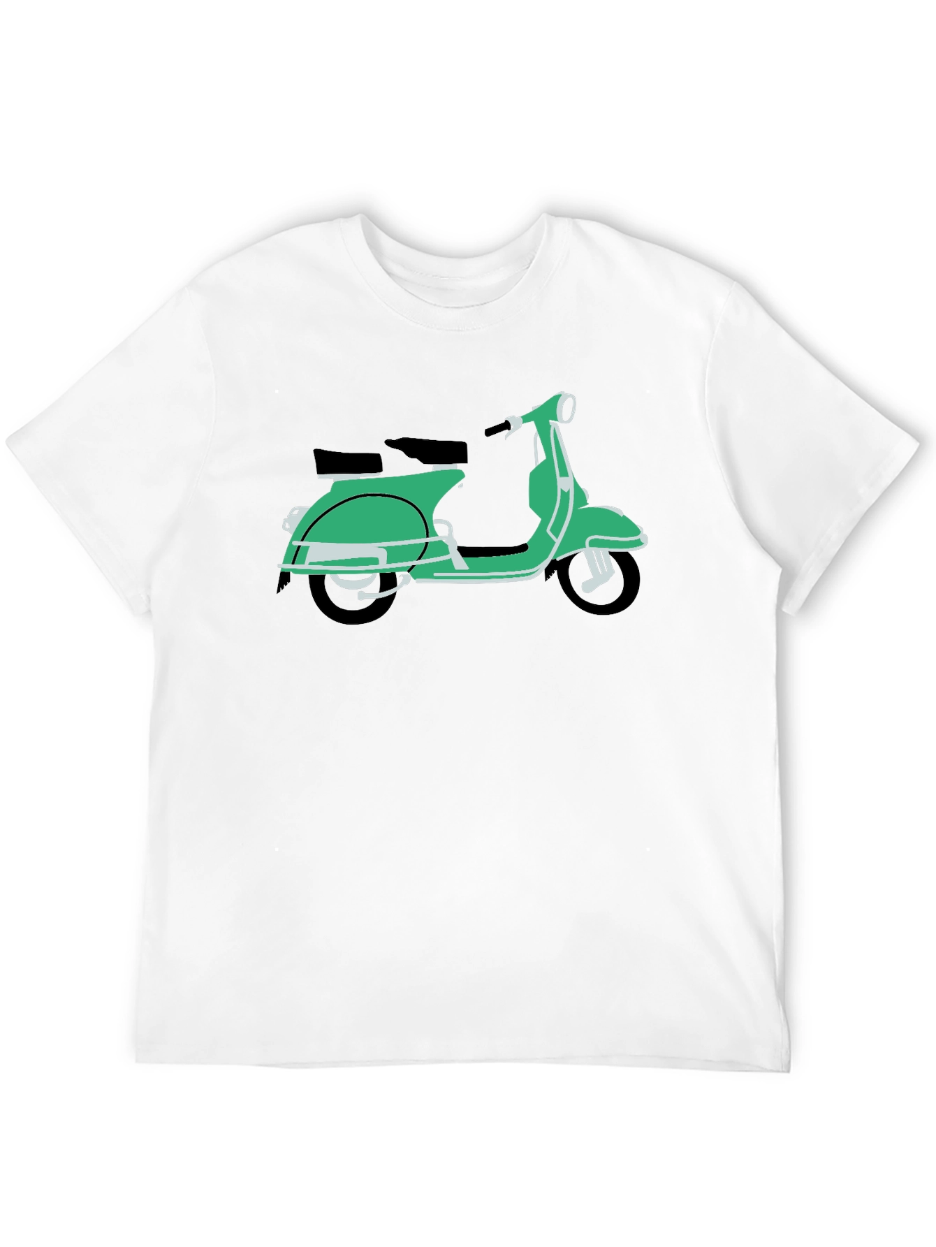 Retro Green Vespa Scooter Black T-Shirt