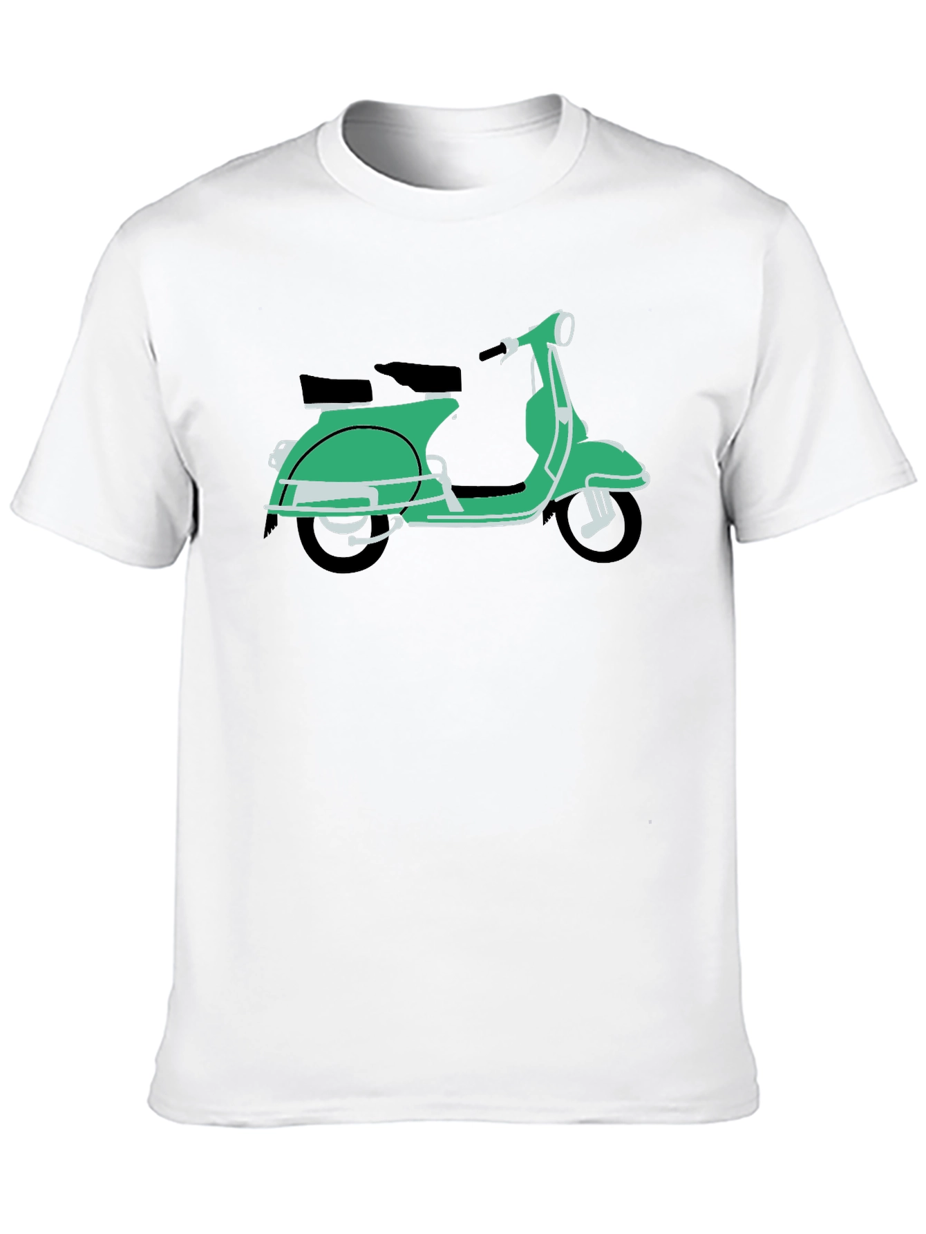 Retro Green Vespa Scooter Black T-Shirt