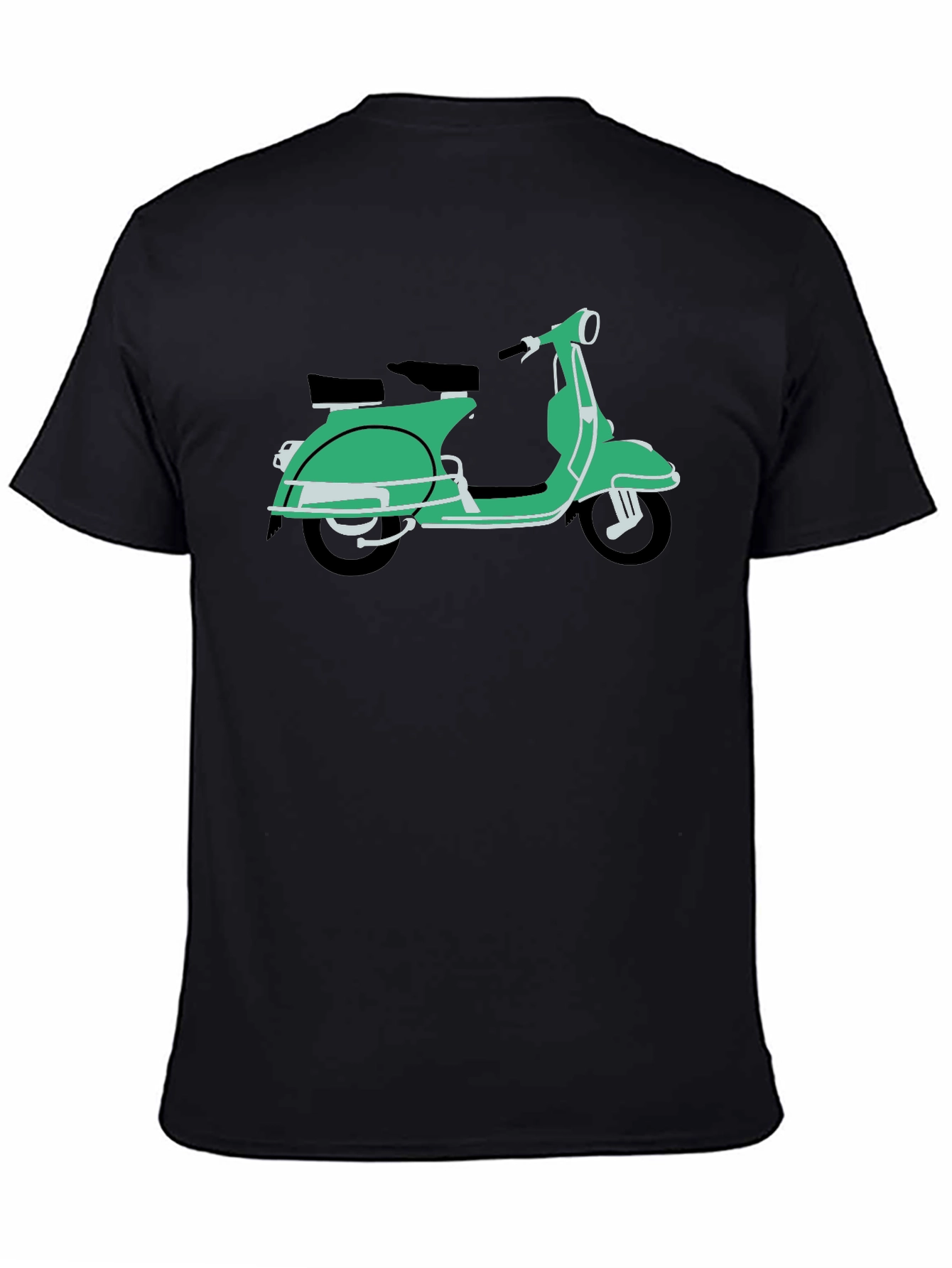 Retro Green Vespa Scooter Black T-Shirt