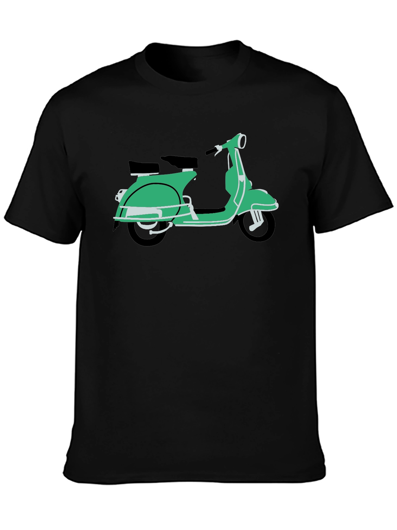 Retro Green Vespa Scooter Black T-Shirt