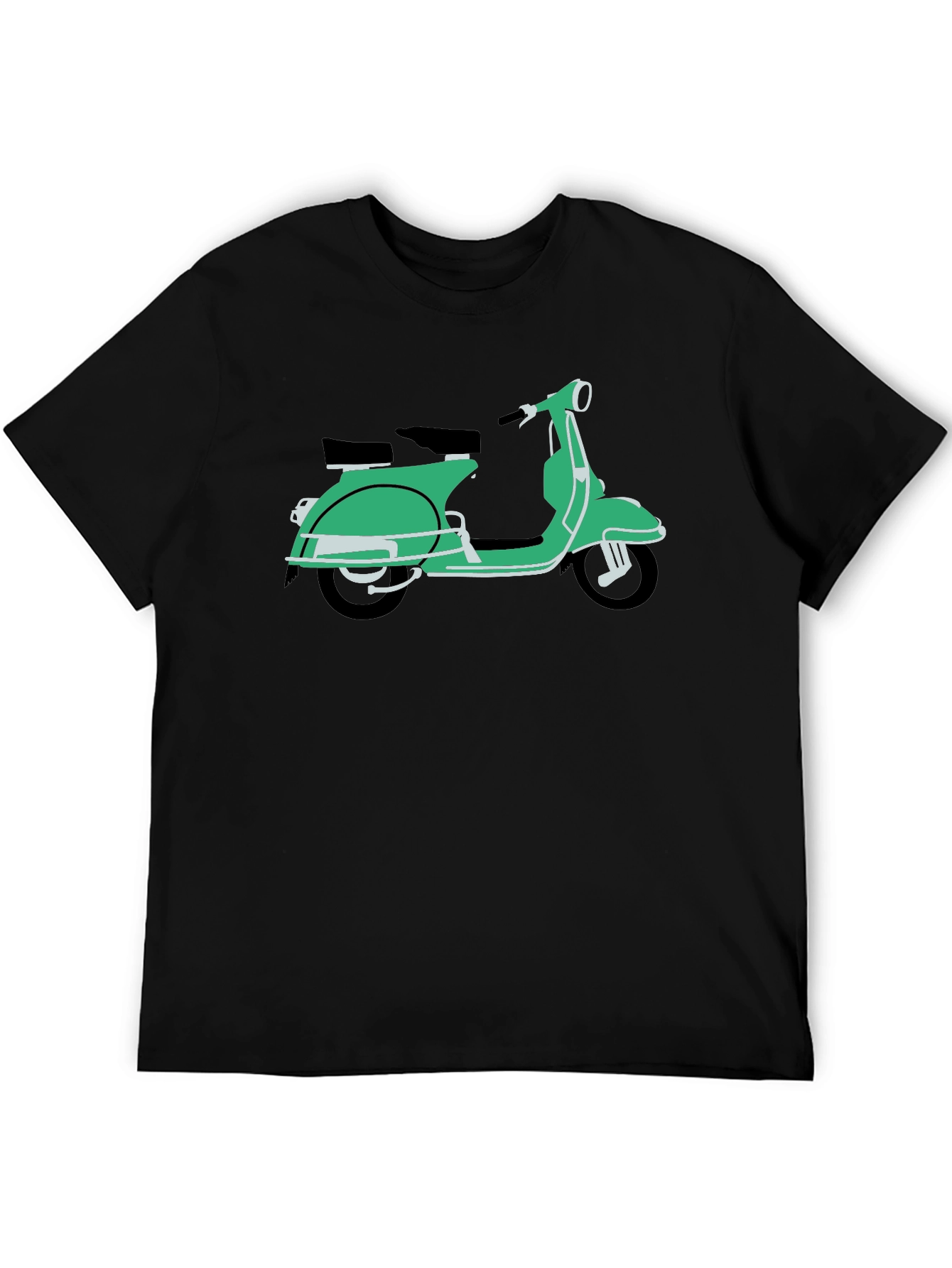 Retro Green Vespa Scooter Black T-Shirt