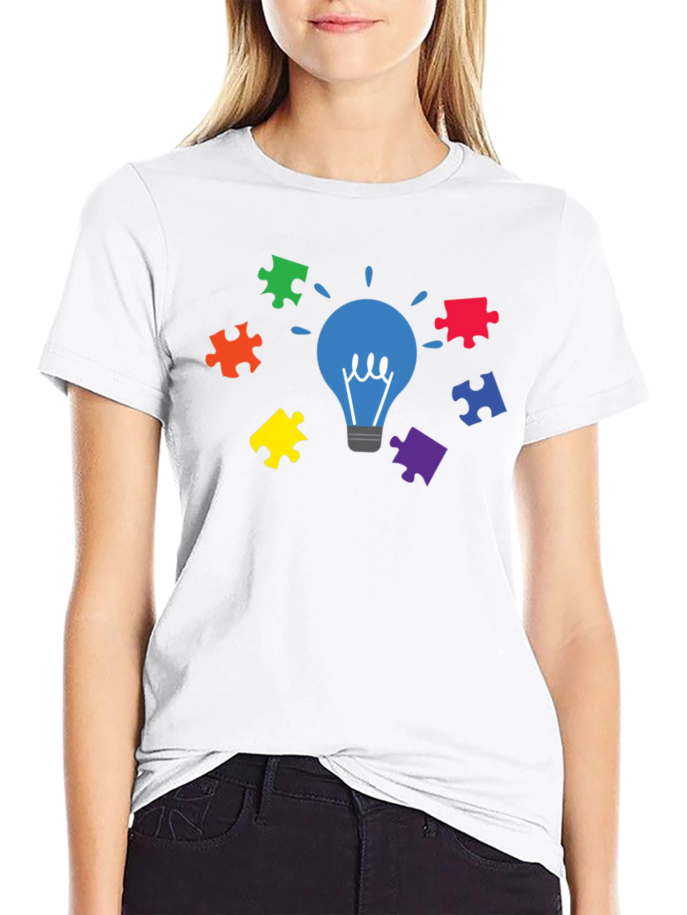 Autism Awareness Puzzle Lightbulb T-Shirt