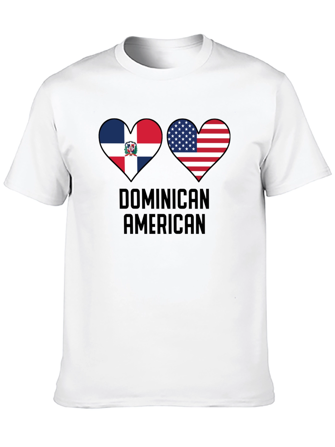 Dominican American Pride T-Shirt Heart Flag Design