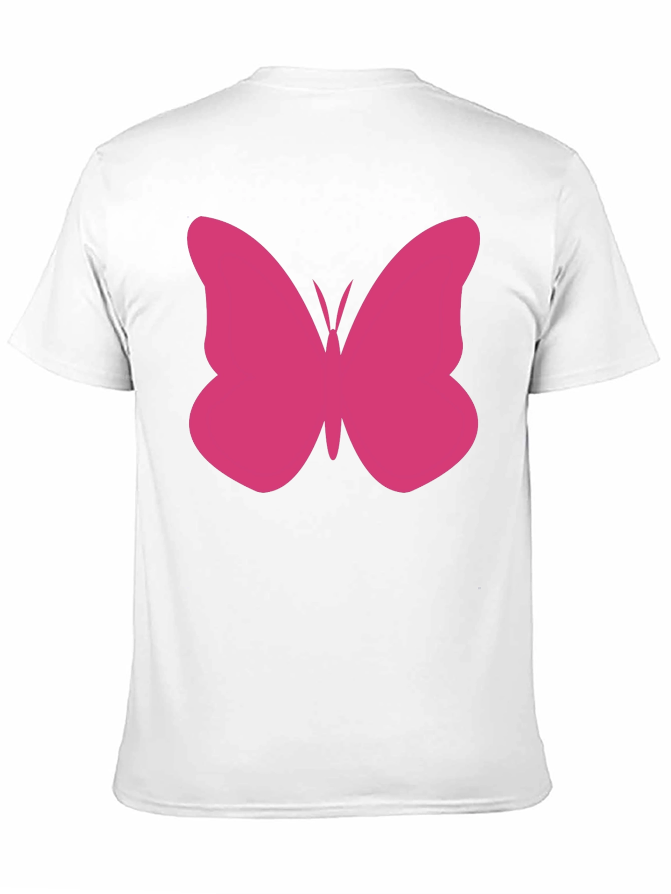 Pink Butterfly Graphic Tee - Black Cotton Casual Shirt