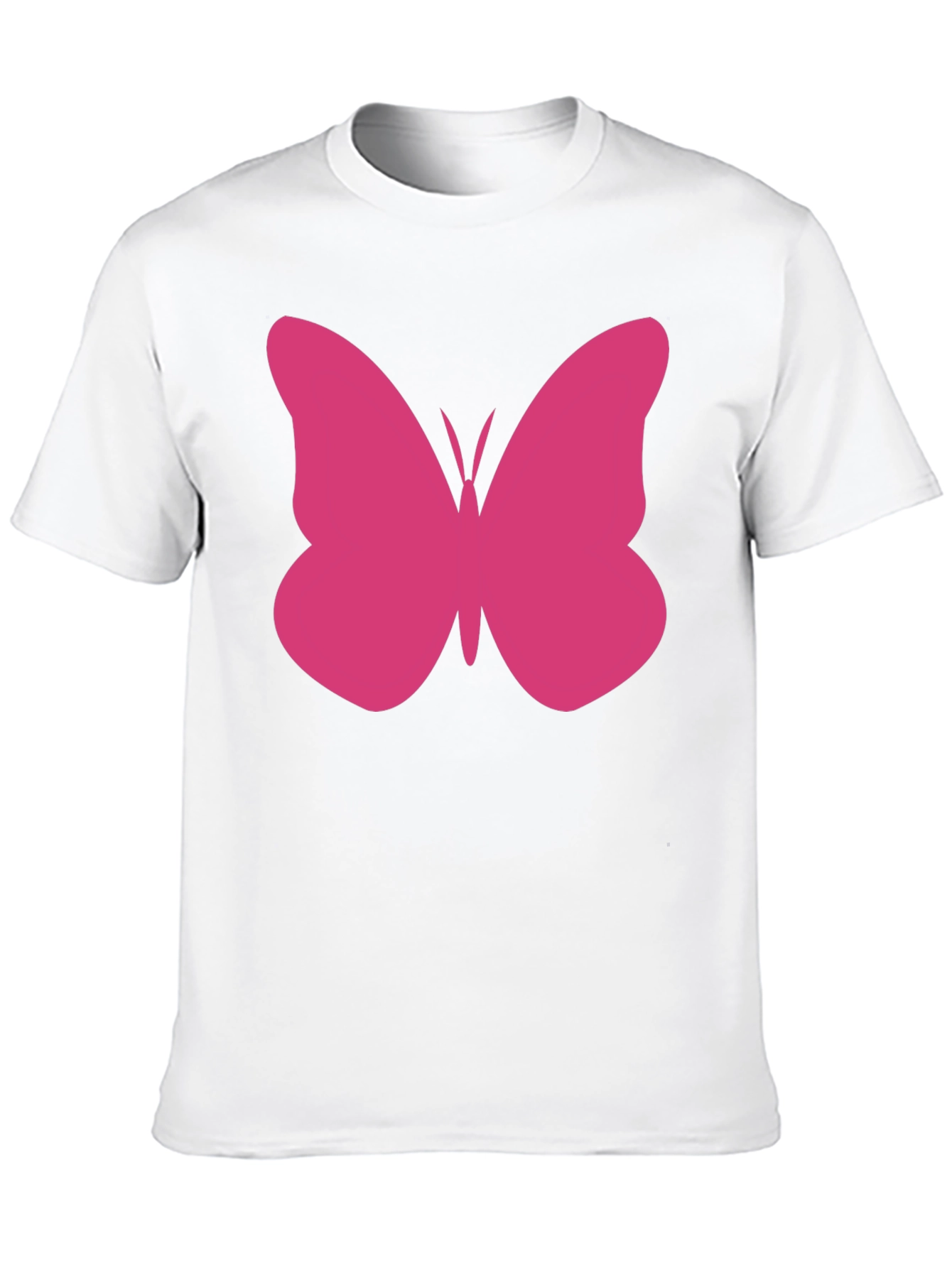 Pink Butterfly Graphic Tee - Black Cotton Casual Shirt