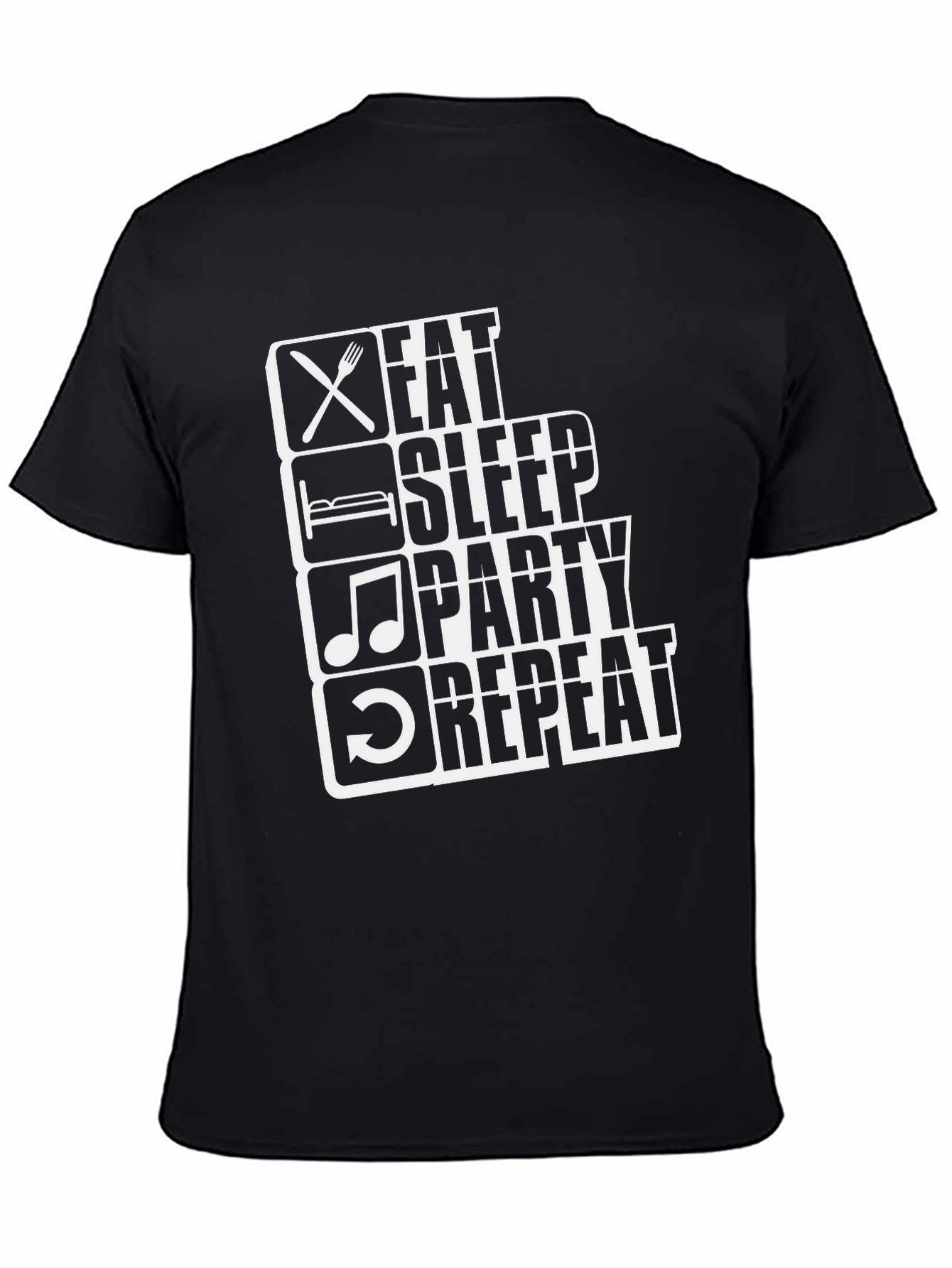 Eat Sleep Party Repeat Graphic Tee - Black