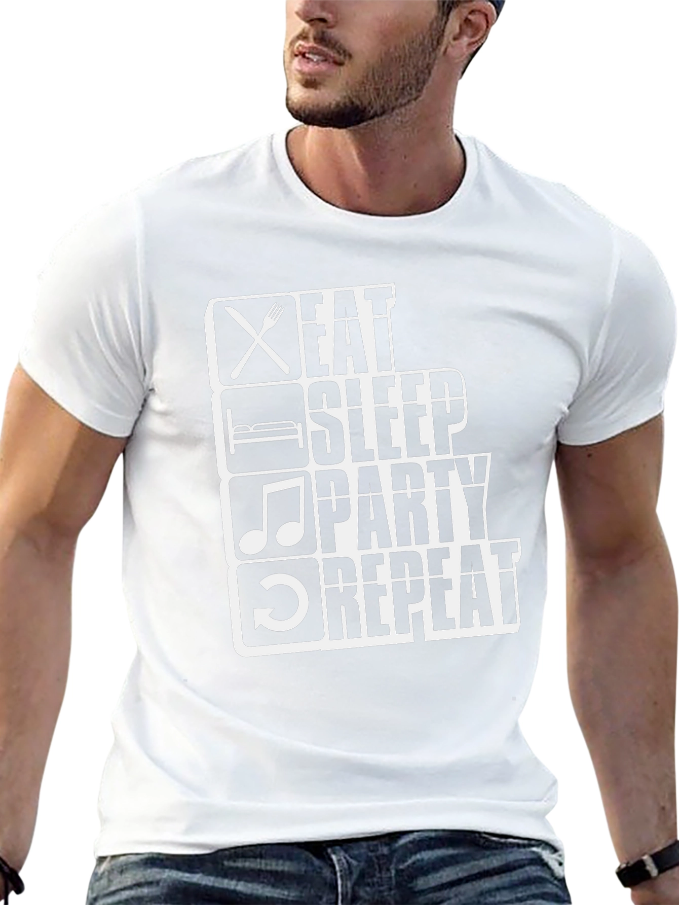Eat Sleep Party Repeat Graphic Tee - Black