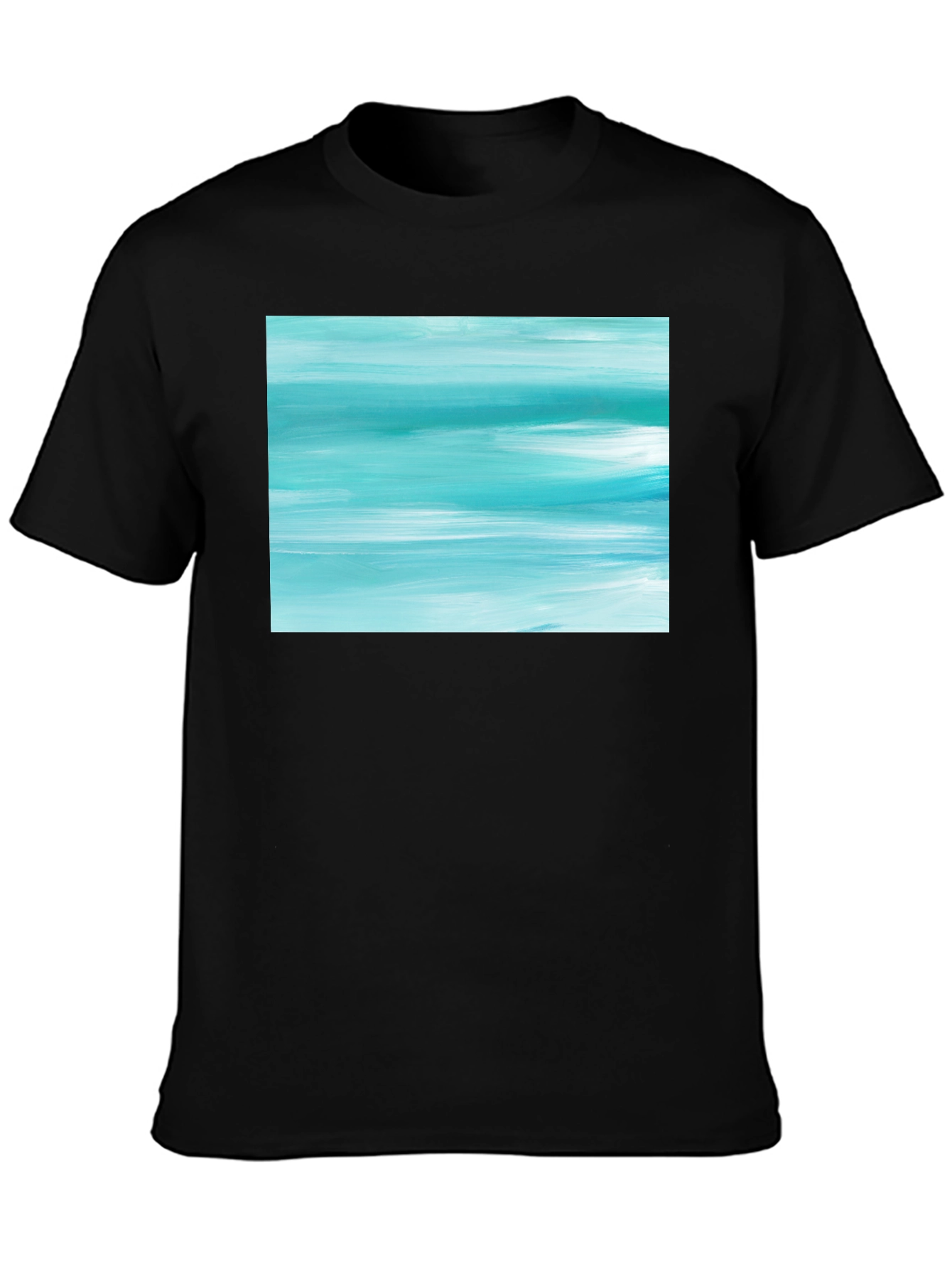 Abstract Aqua Brushstroke Graphic Tee - Soft Cotton