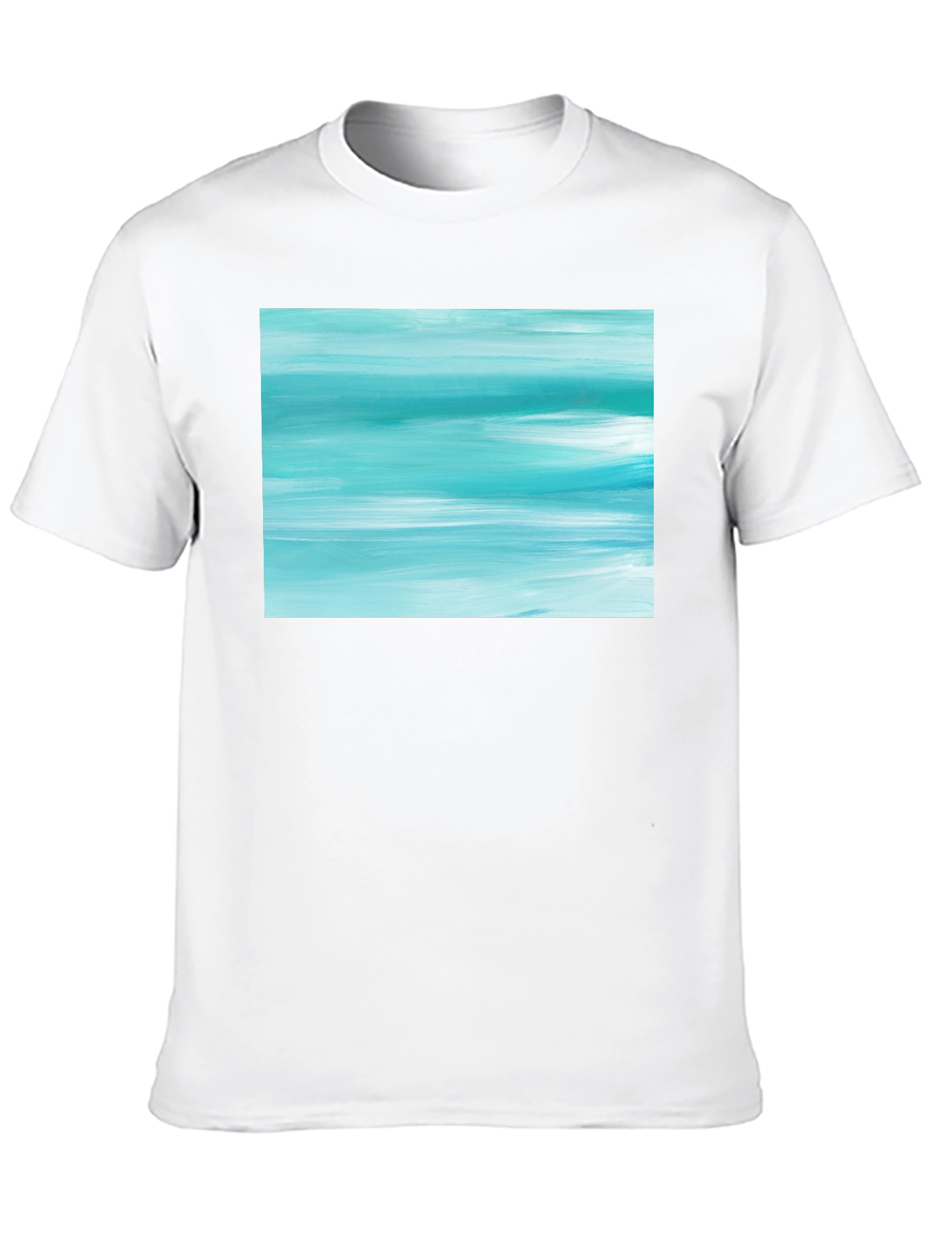 Abstract Aqua Brushstroke Graphic Tee - Soft Cotton