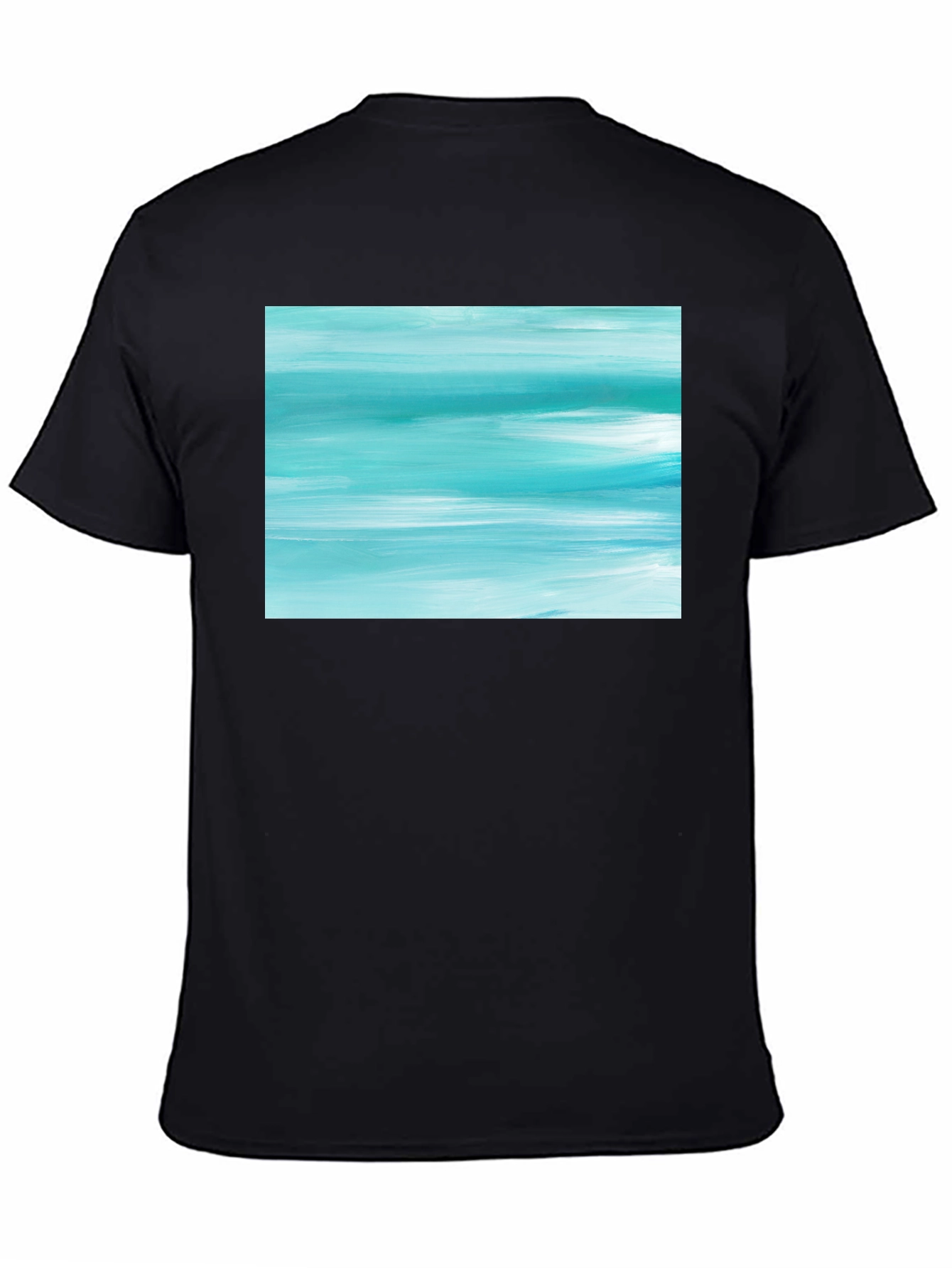 Abstract Aqua Brushstroke Graphic Tee - Soft Cotton