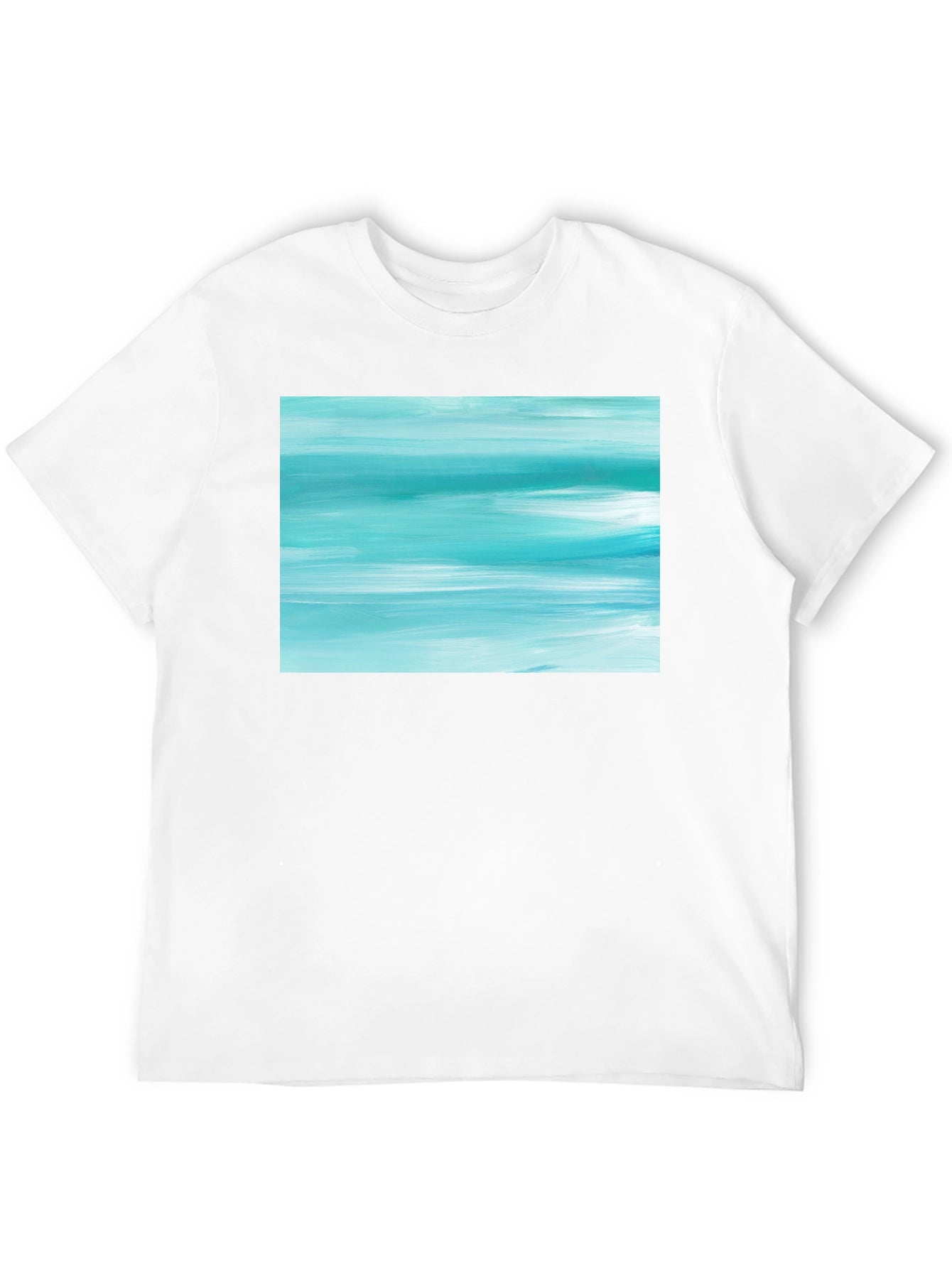 Abstract Aqua Brushstroke Graphic Tee - Soft Cotton
