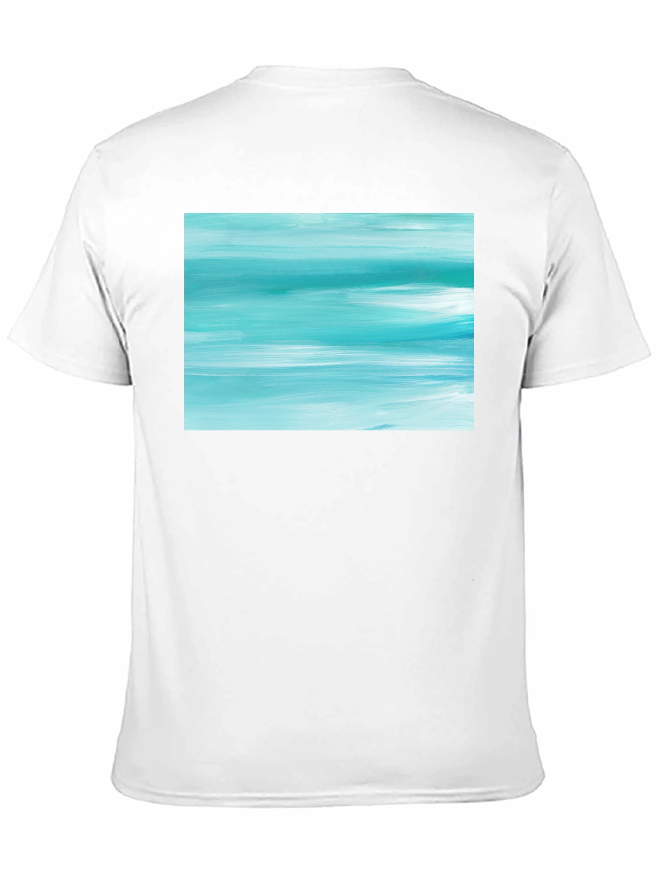 Abstract Aqua Brushstroke Graphic Tee - Soft Cotton