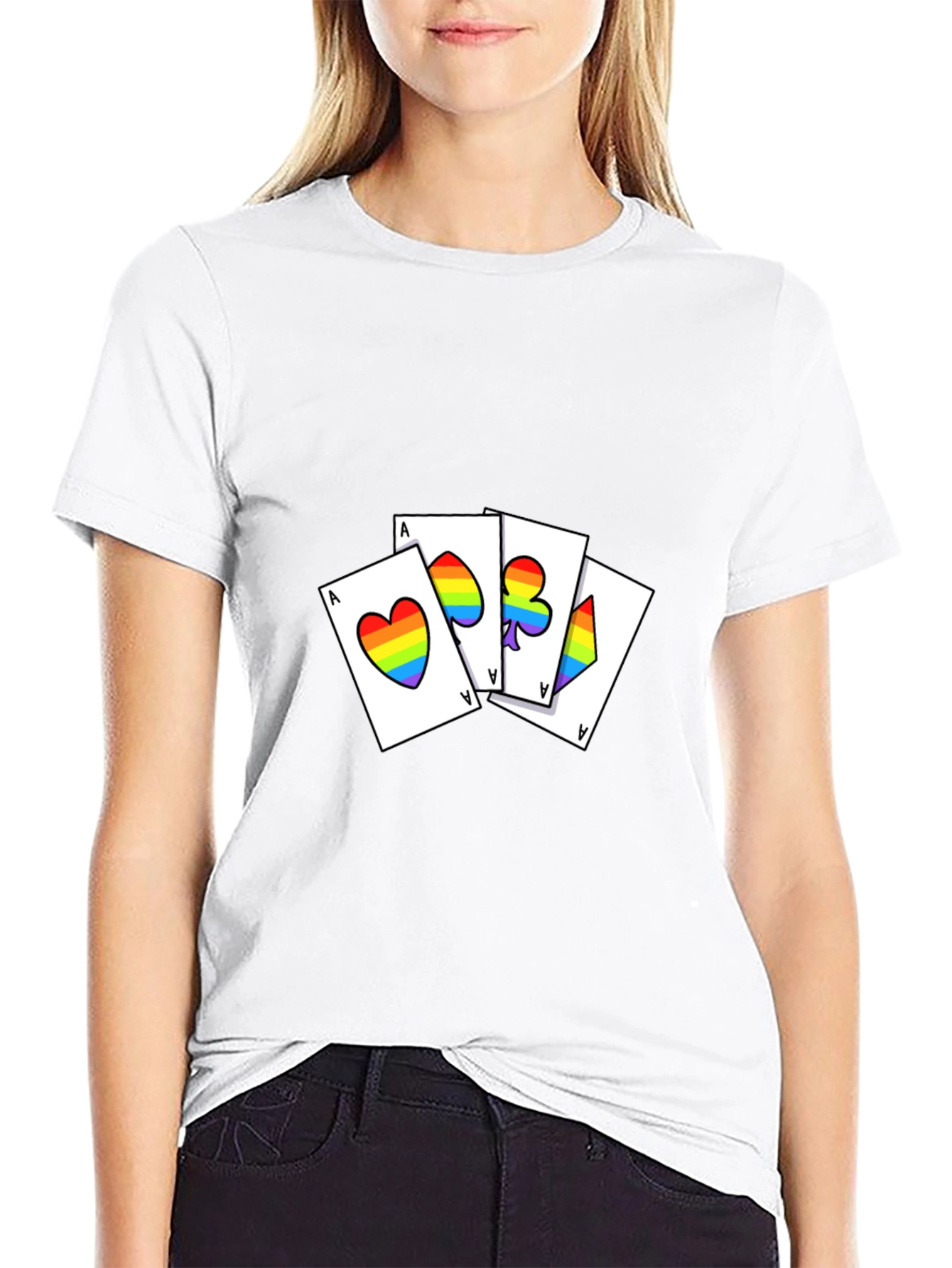 Rainbow Pride Aces Graphic Tee - Black