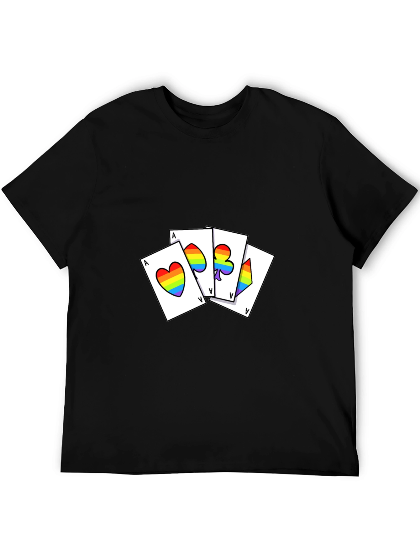 Rainbow Pride Aces Graphic Tee - Black