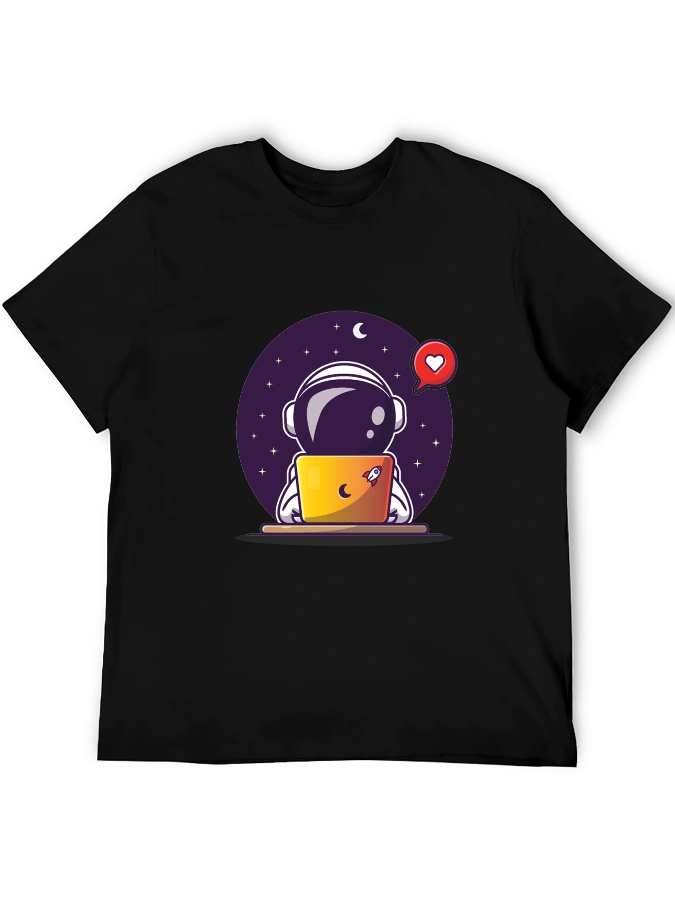 Astronaut on Laptop Graphic Tee - Black T-Shirt