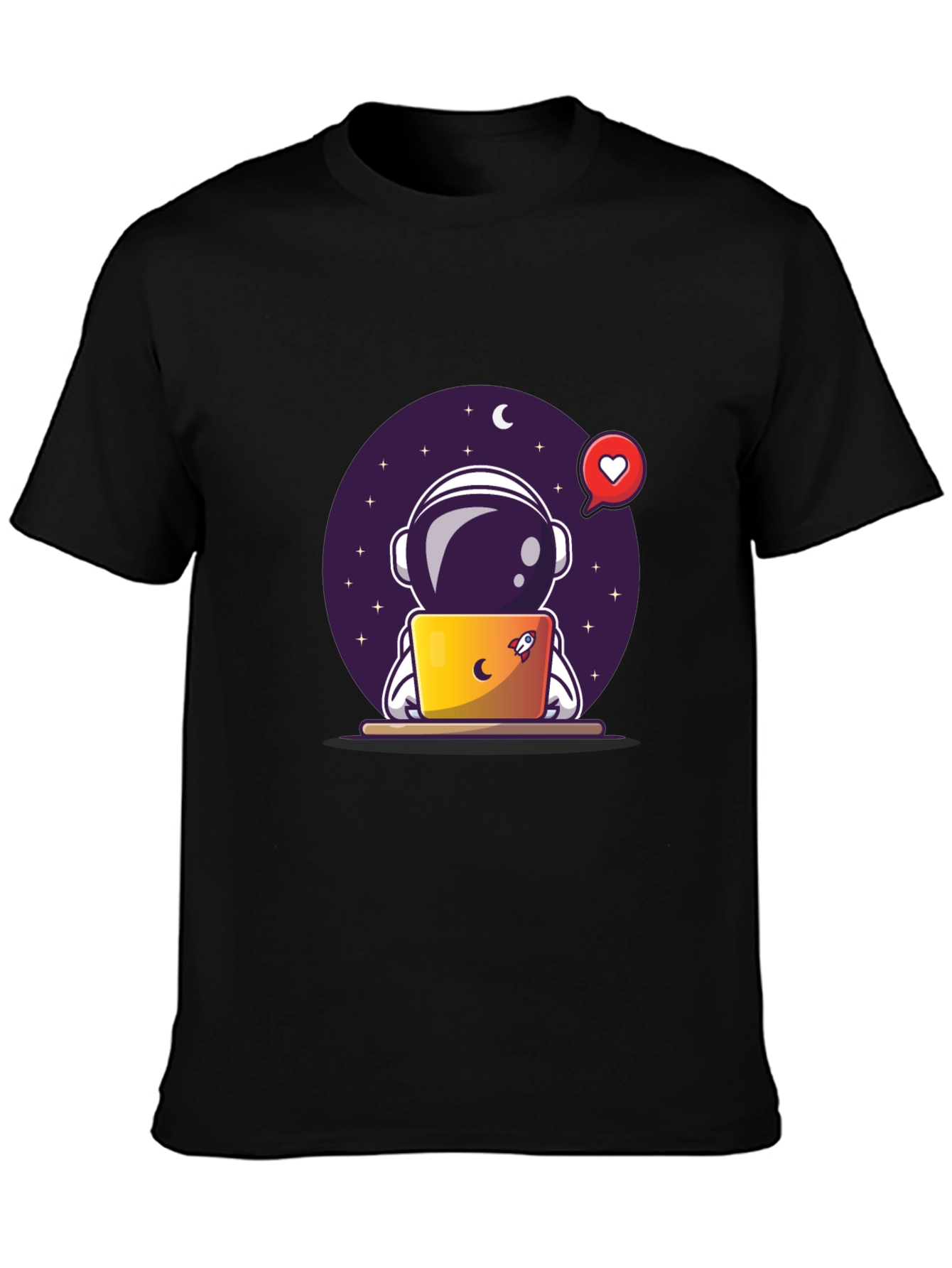 Astronaut on Laptop Graphic Tee - Black T-Shirt