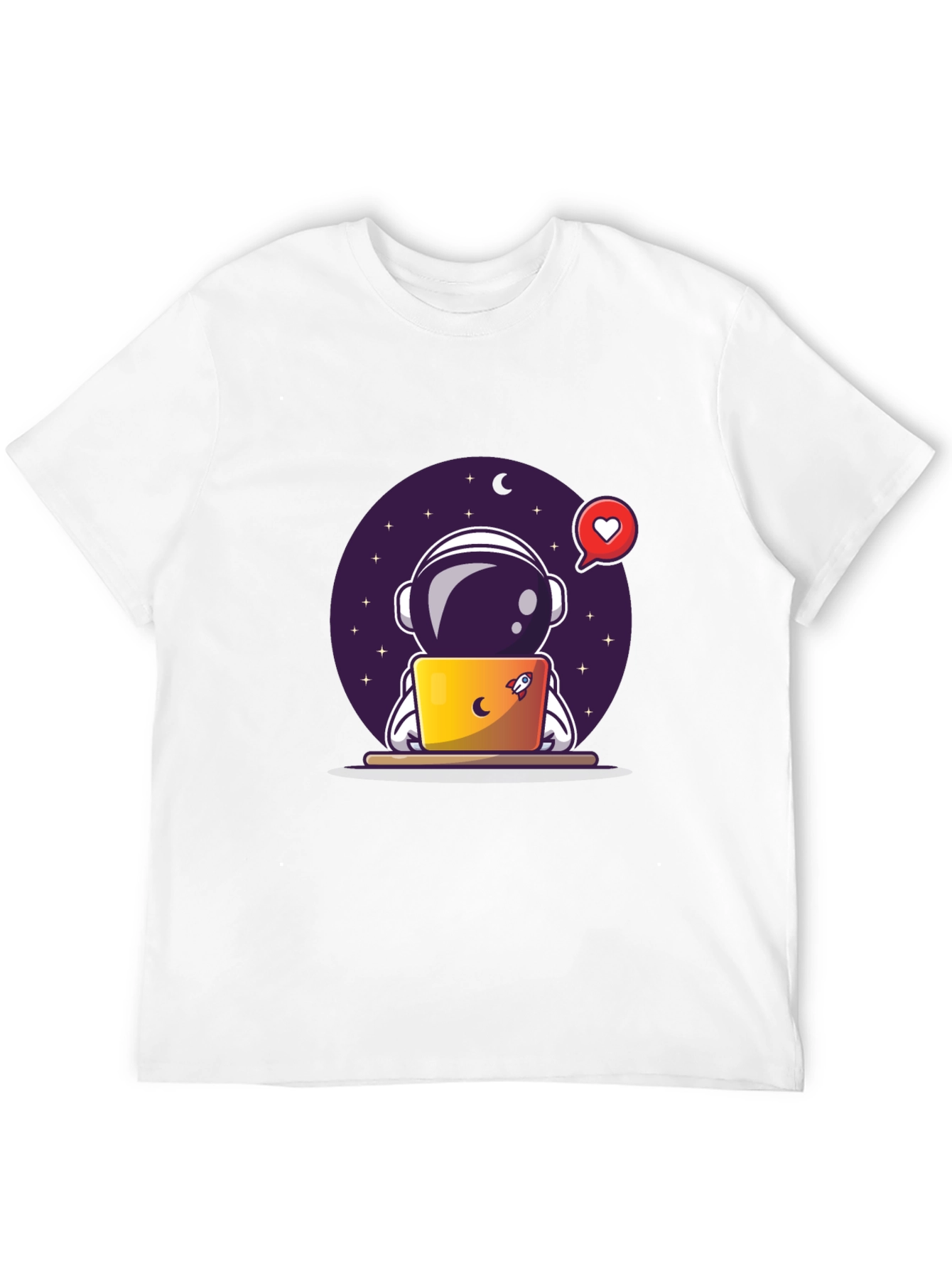 Astronaut on Laptop Graphic Tee - Black T-Shirt