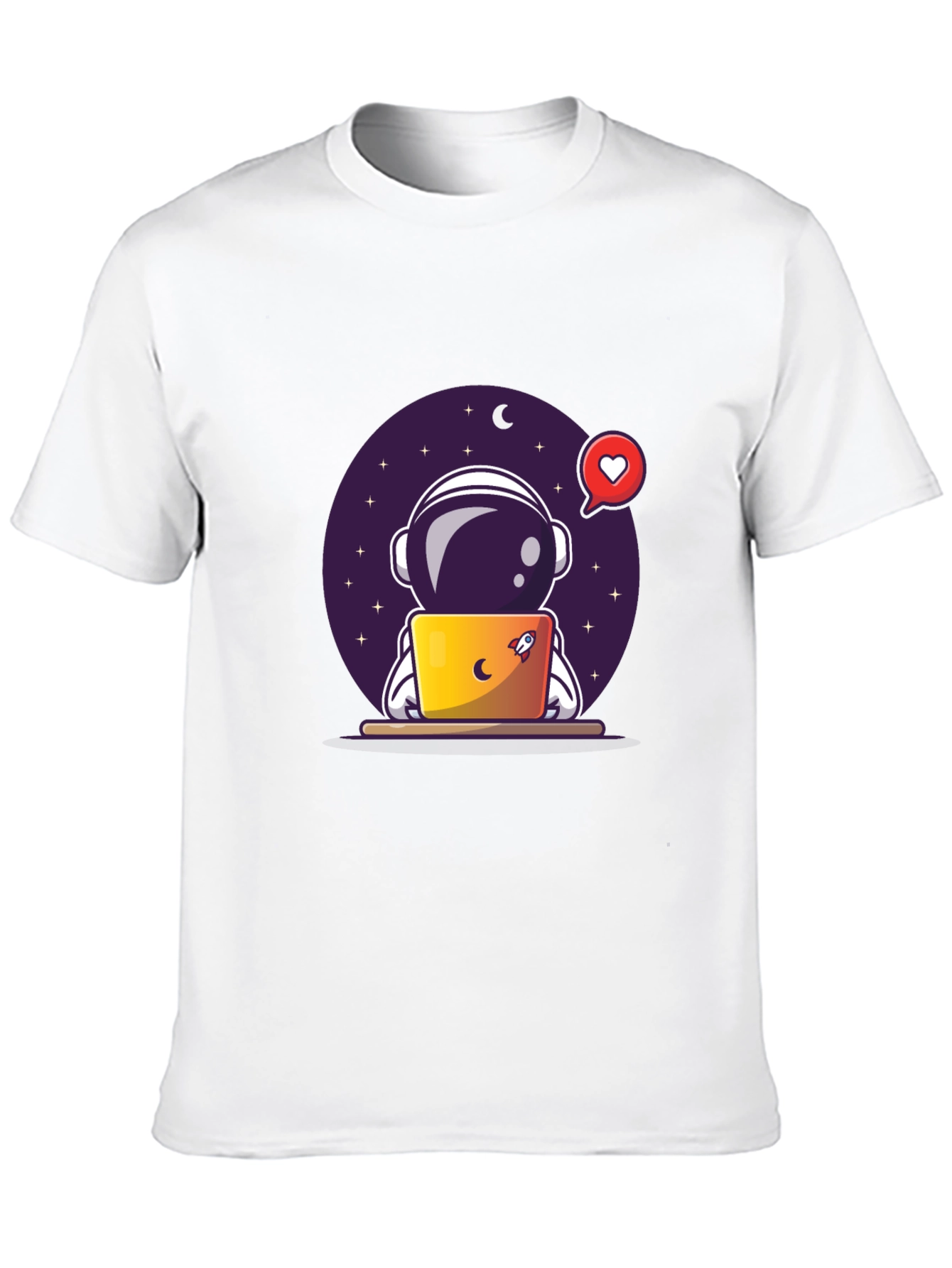 Astronaut on Laptop Graphic Tee - Black T-Shirt