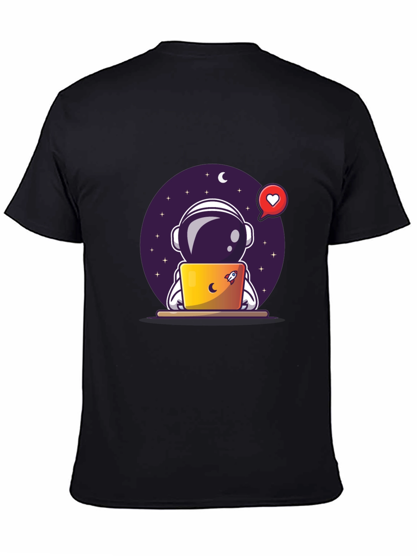 Astronaut on Laptop Graphic Tee - Black T-Shirt