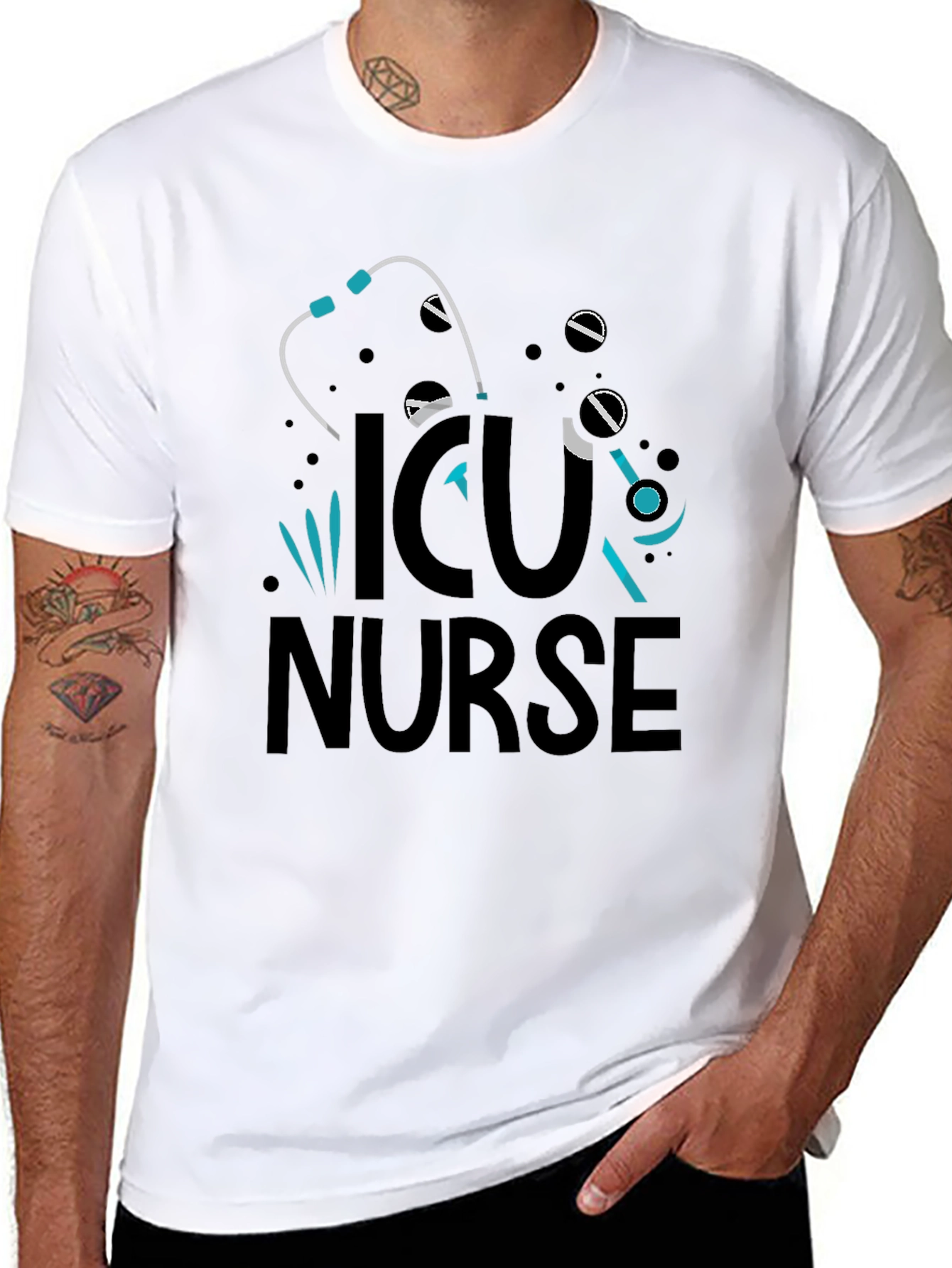 ICU Nurse Graphic T-Shirt - Black Cotton Tee