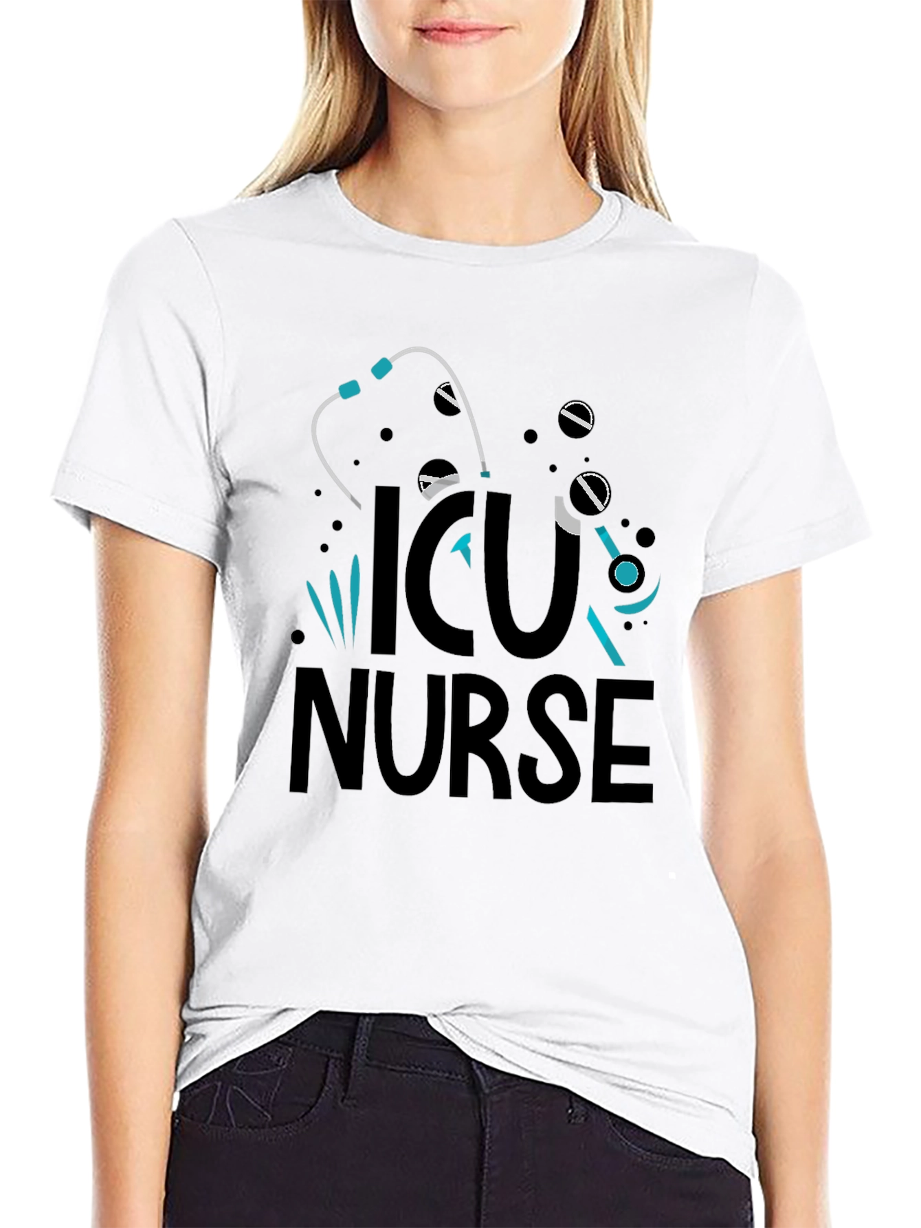 ICU Nurse Graphic T-Shirt - Black Cotton Tee