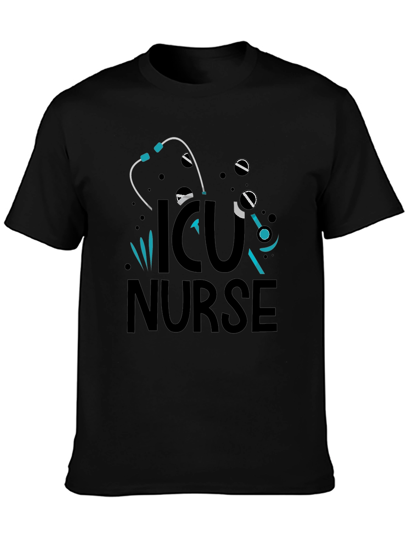ICU Nurse Graphic T-Shirt - Black Cotton Tee