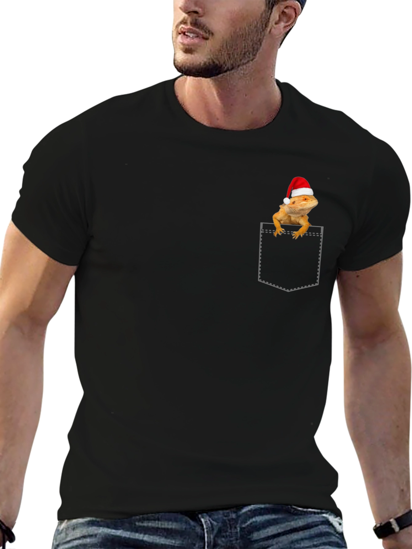 Bearded Dragon in Pocket Christmas T-Shirt