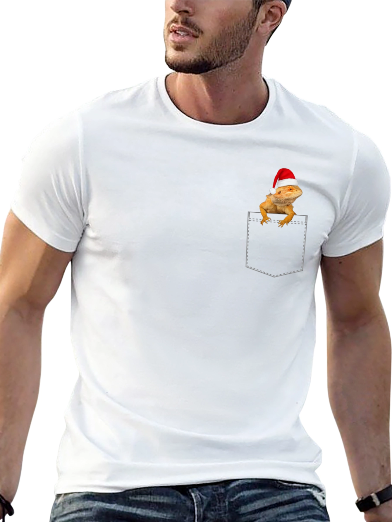Bearded Dragon in Pocket Christmas T-Shirt