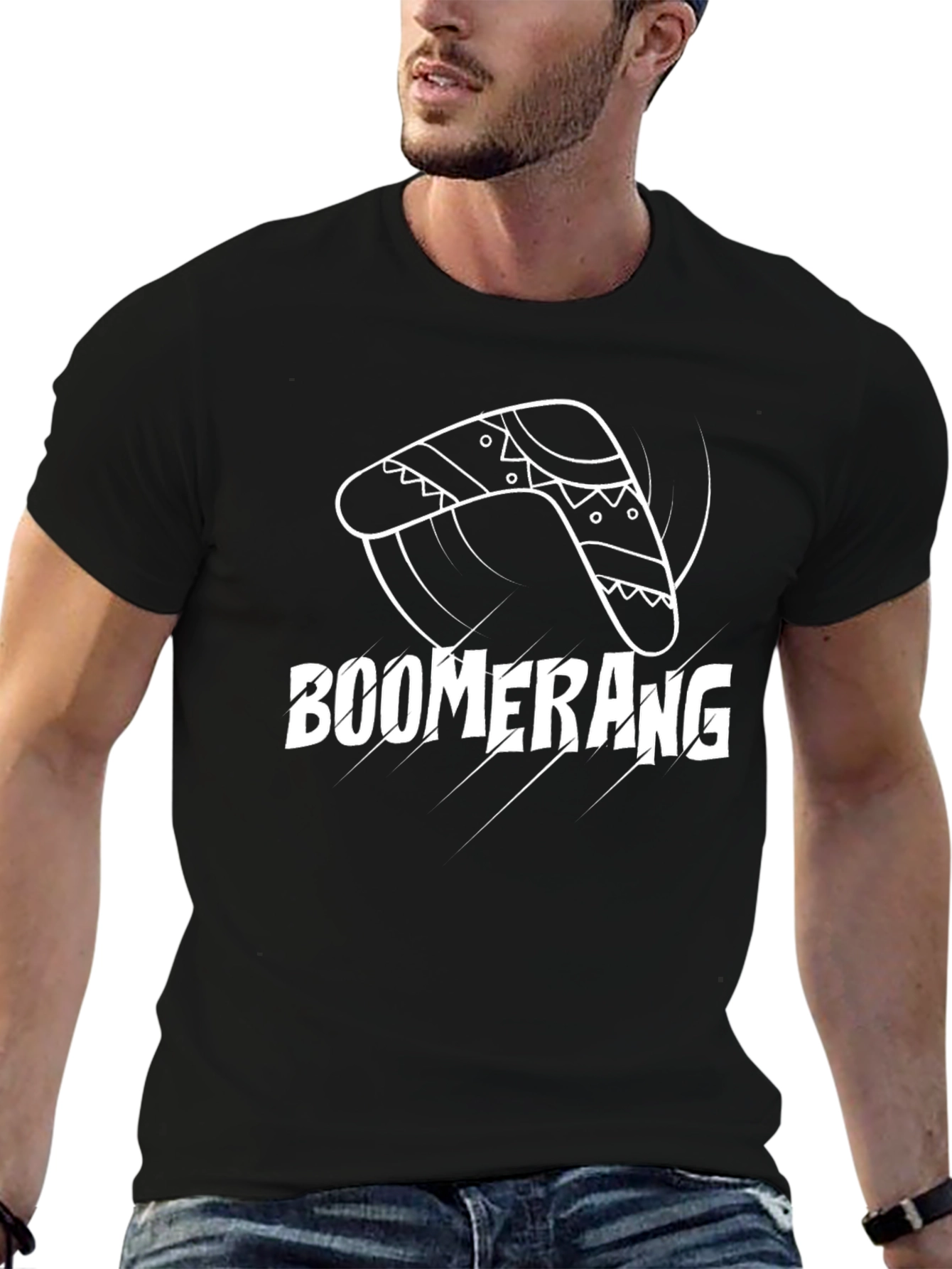 Boomerang Graphic Tee - Black Cotton Casual Shirt