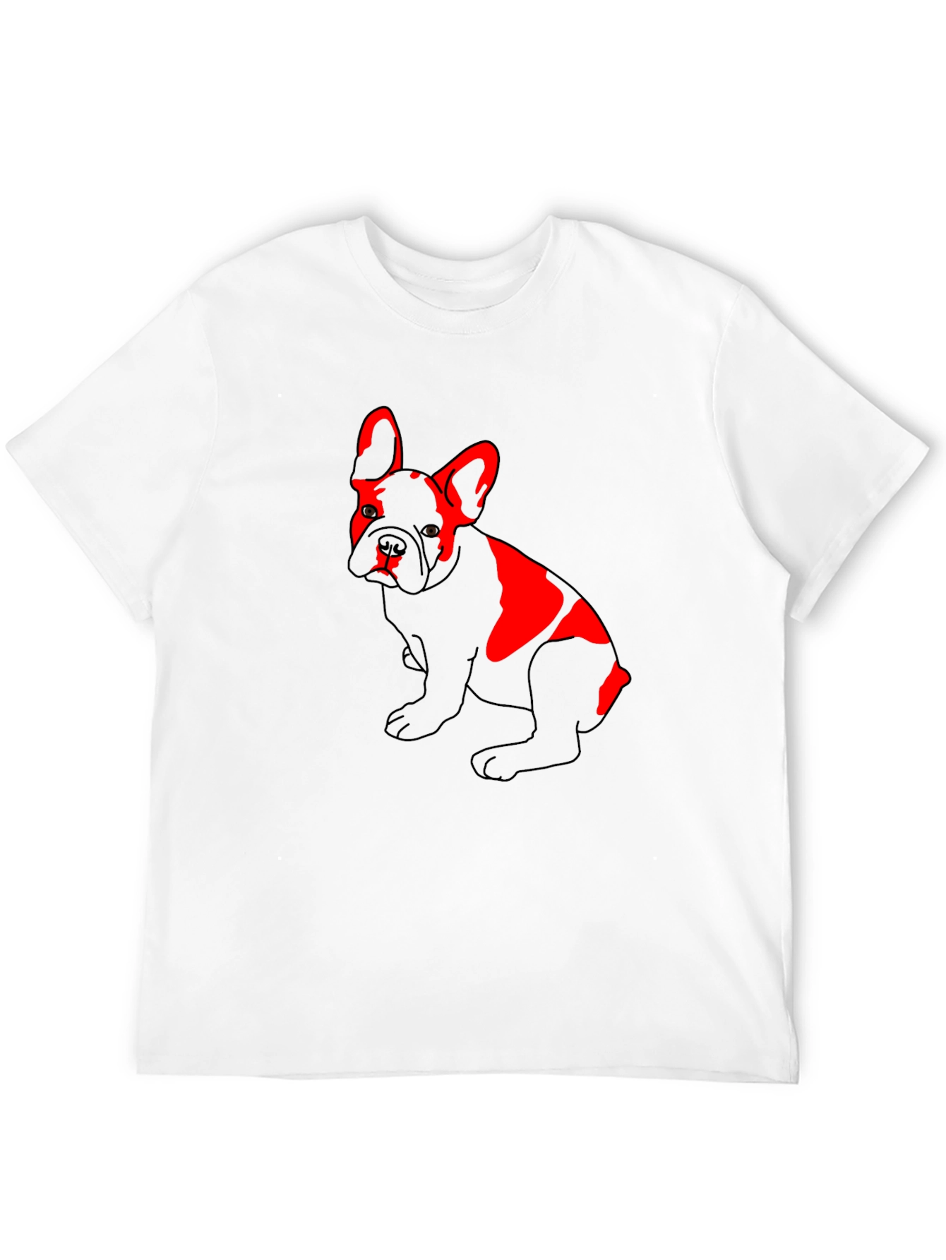 Red French Bulldog Graphic Black T-Shirt