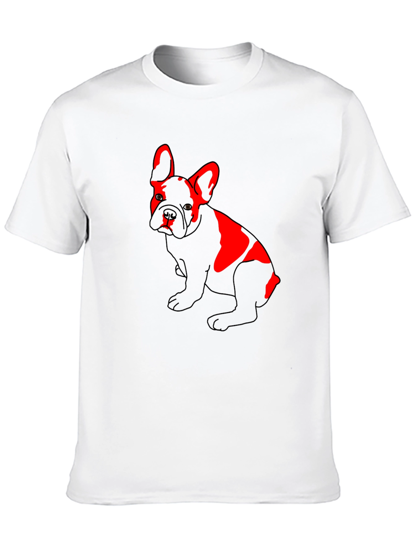 Red French Bulldog Graphic Black T-Shirt