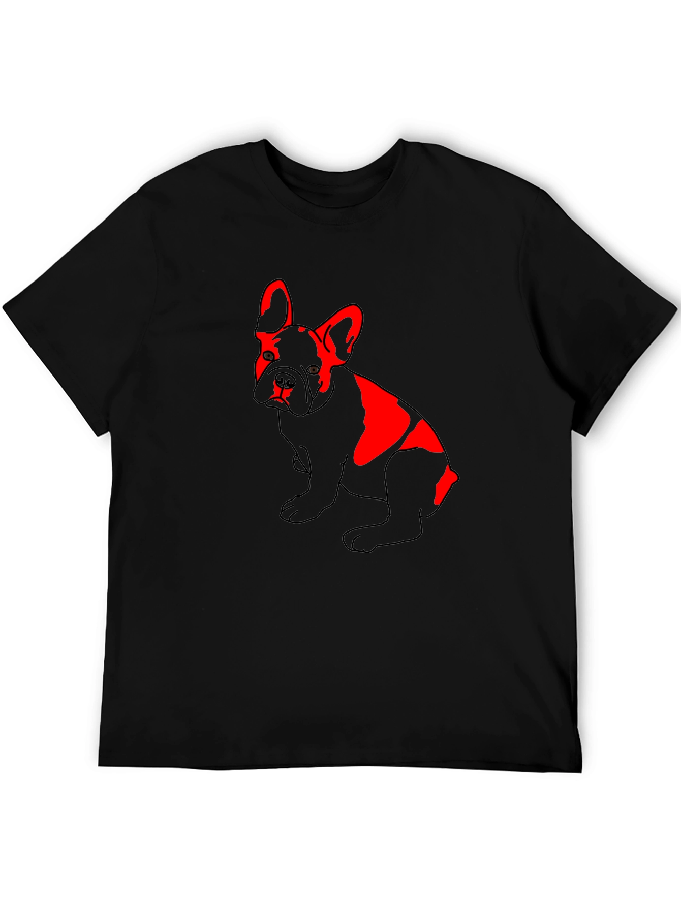 Red French Bulldog Graphic Black T-Shirt