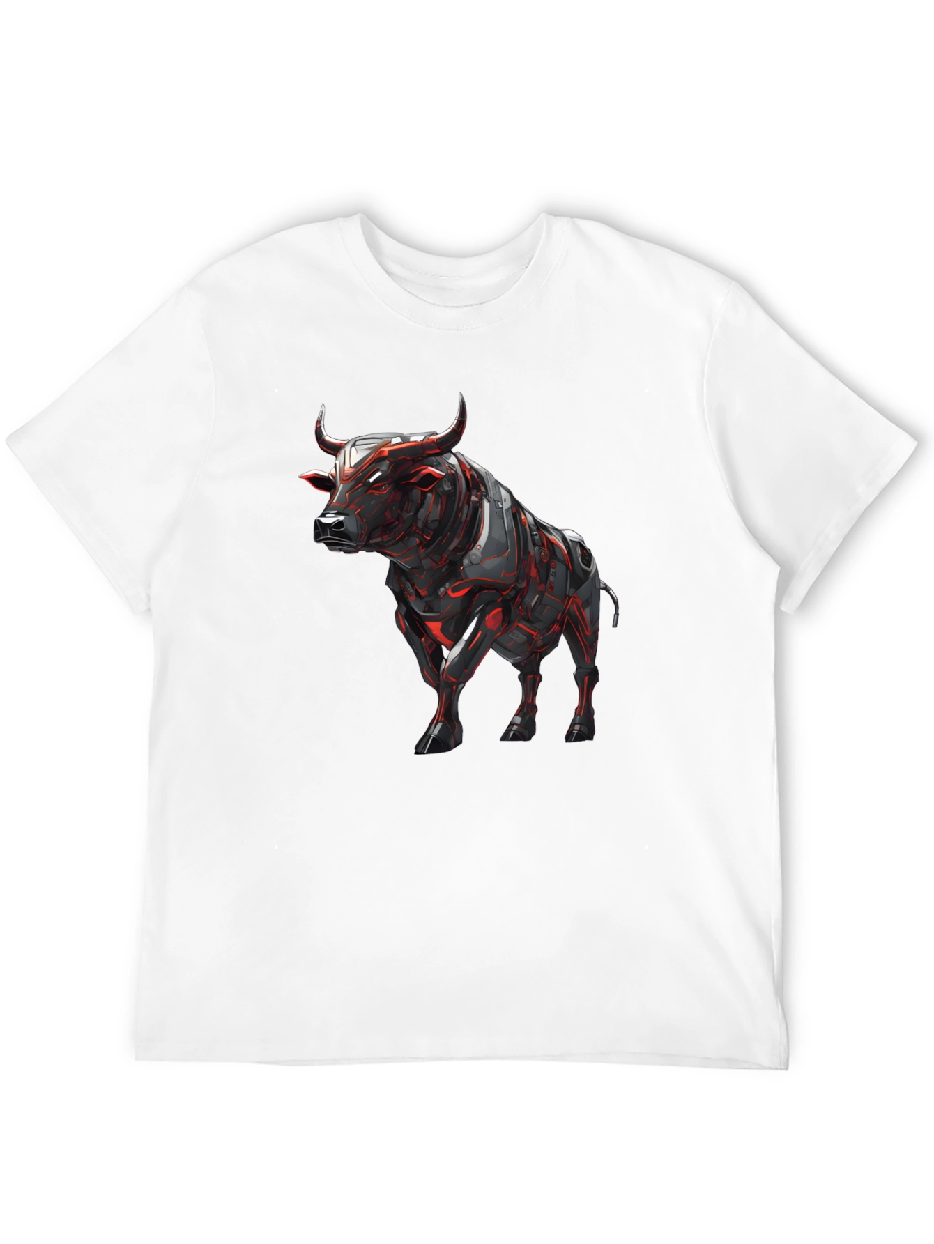 Cyber Bull Graphic Tee - Black Cotton T-Shirt