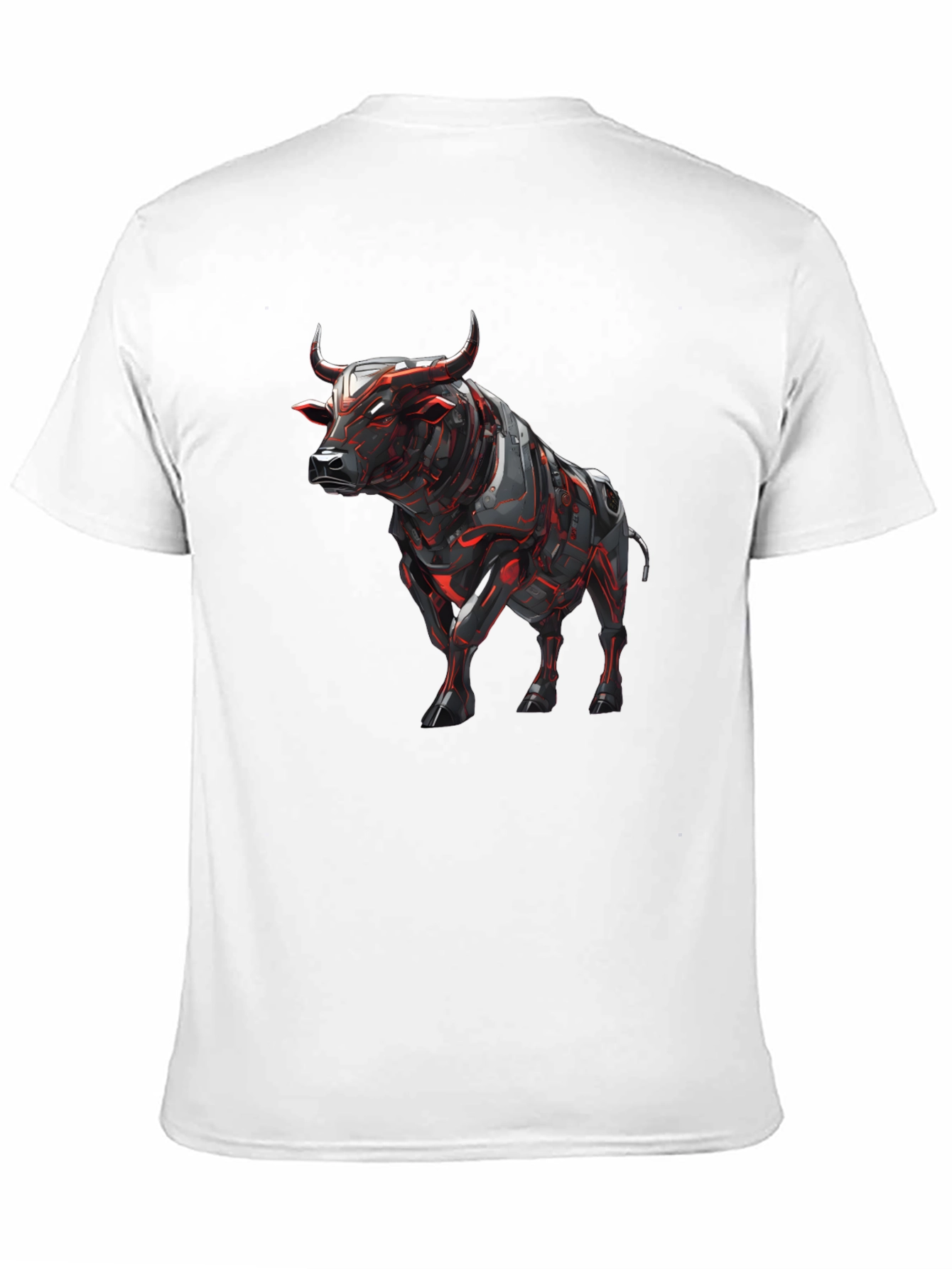 Cyber Bull Graphic Tee - Black Cotton T-Shirt