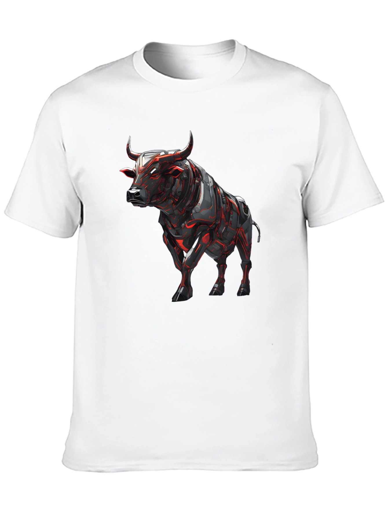 Cyber Bull Graphic Tee - Black Cotton T-Shirt