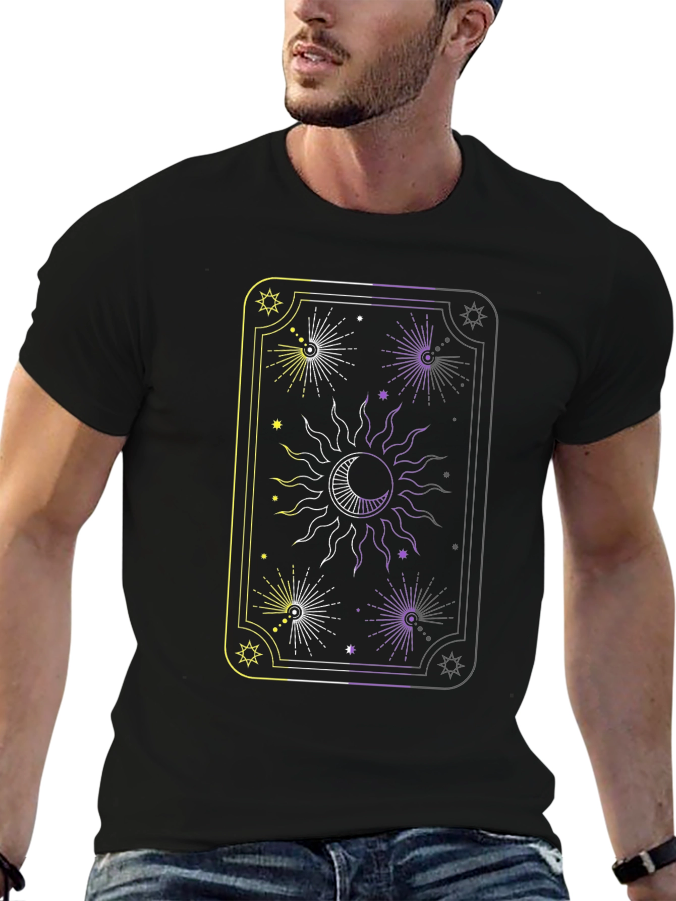Celestial Sun and Moon Tarot Card Graphic Tee