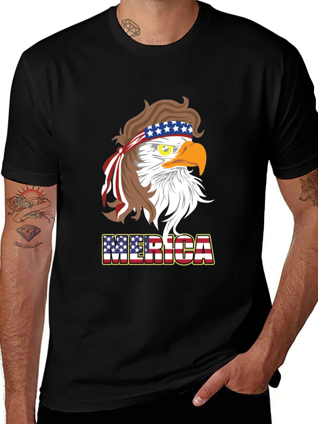 America Eagle T-Shirt Patriotic Design Mens Tee